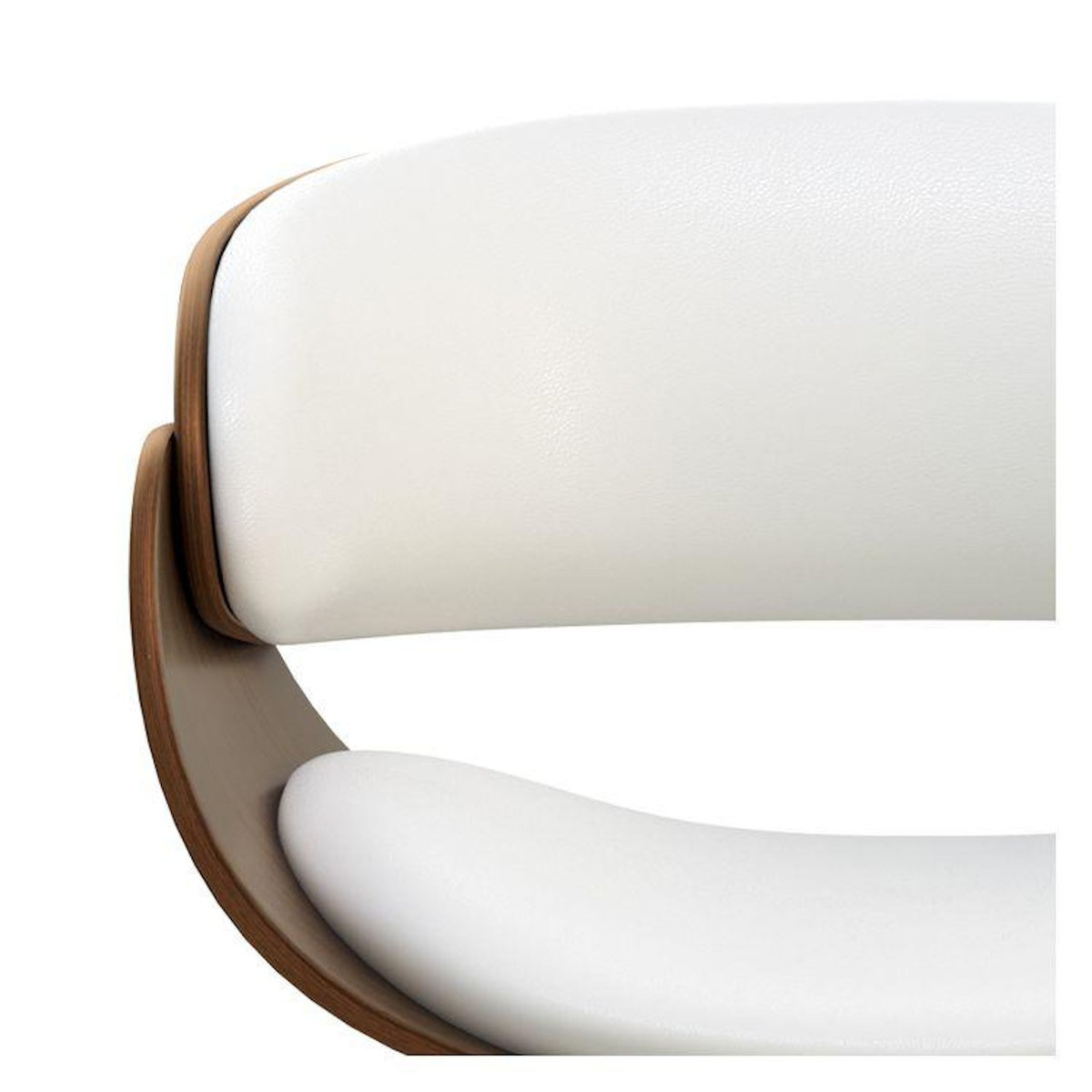 MAISON PAVANE Chaise en cuir synthétique blanc et bois plaqué noyer-Polo