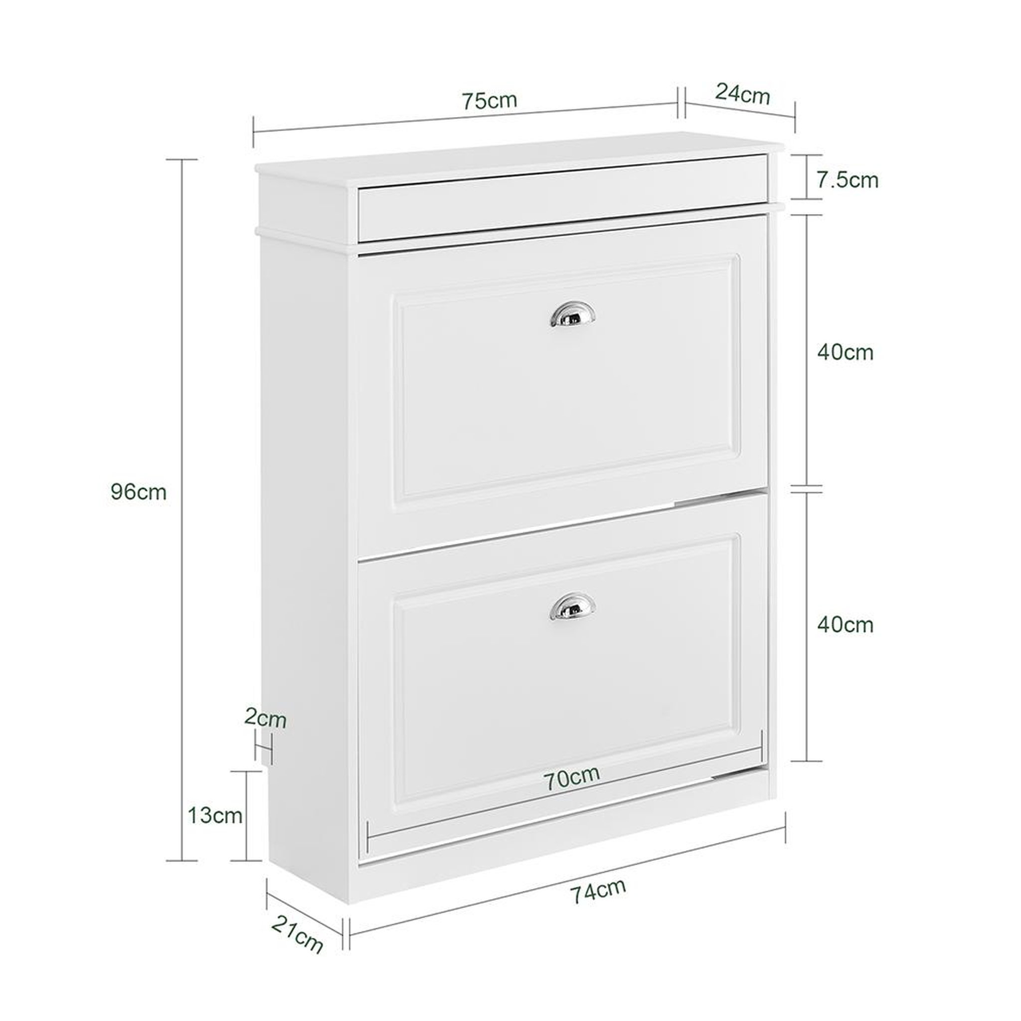Voir la diapositive 3 : SOBUY SoBuy - Meuble À Chaussures avec un tiroir - Blanc - 75x24x96cm - Classique - FSR78-L-W