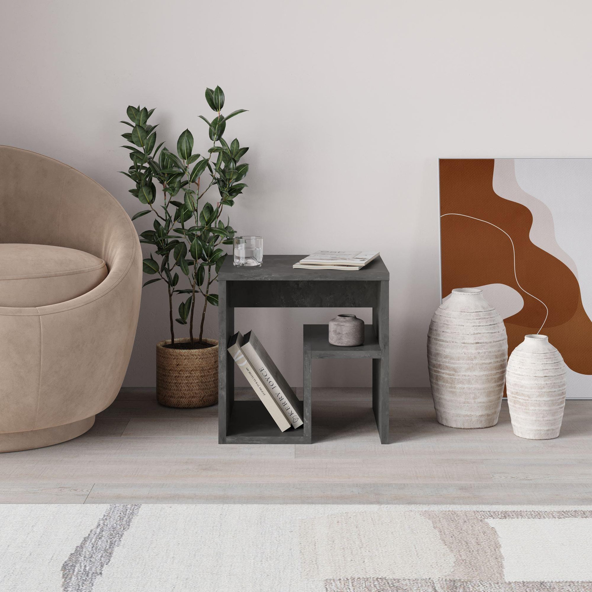 Voir la diapositive 3 : Habitat et Jardin table d'appoint en bois  Bon  40 x 35 x 40 cm - Gris rétro