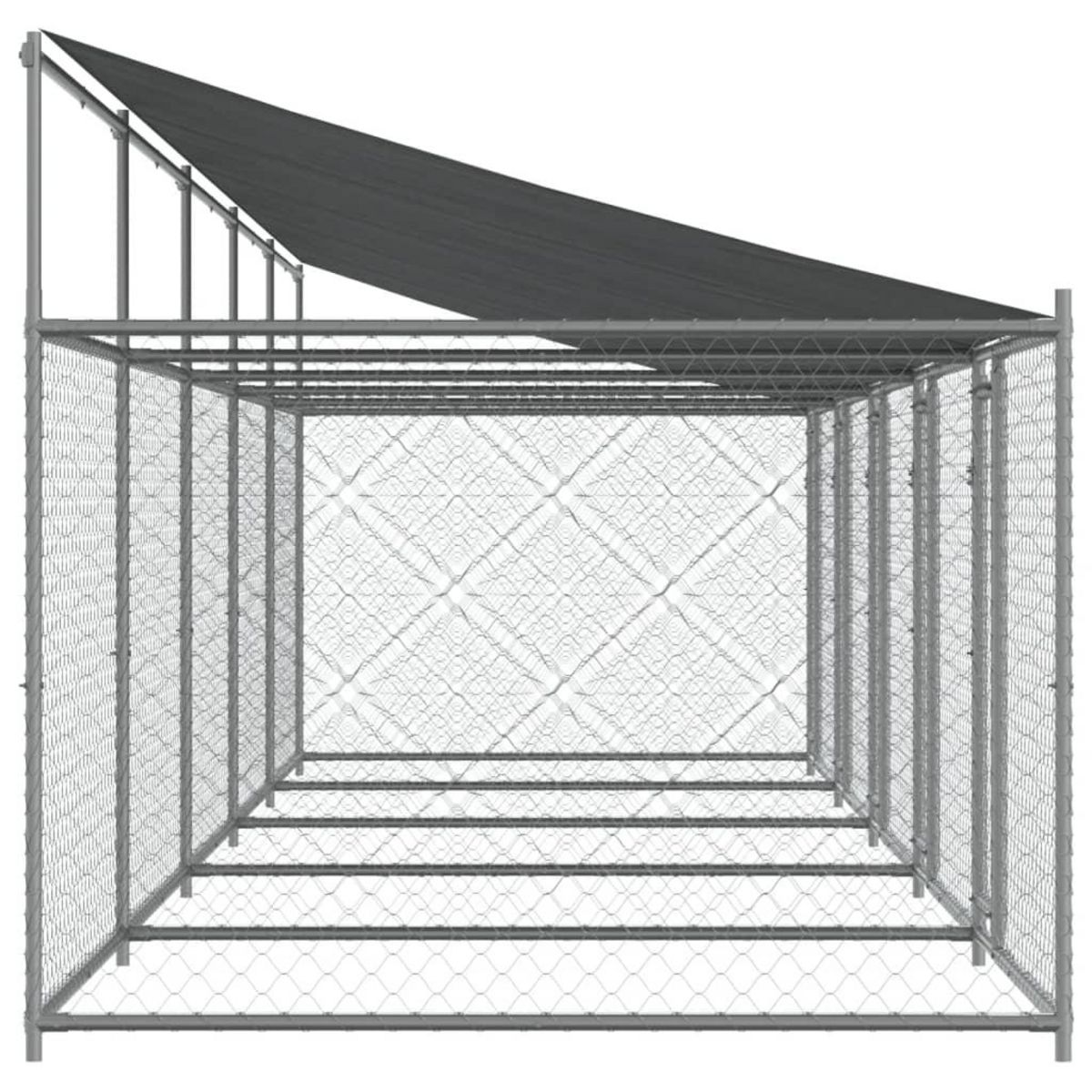 VIDAXL Cage pour chien avec toit/portes gris 10x2x2 m acier galvanise