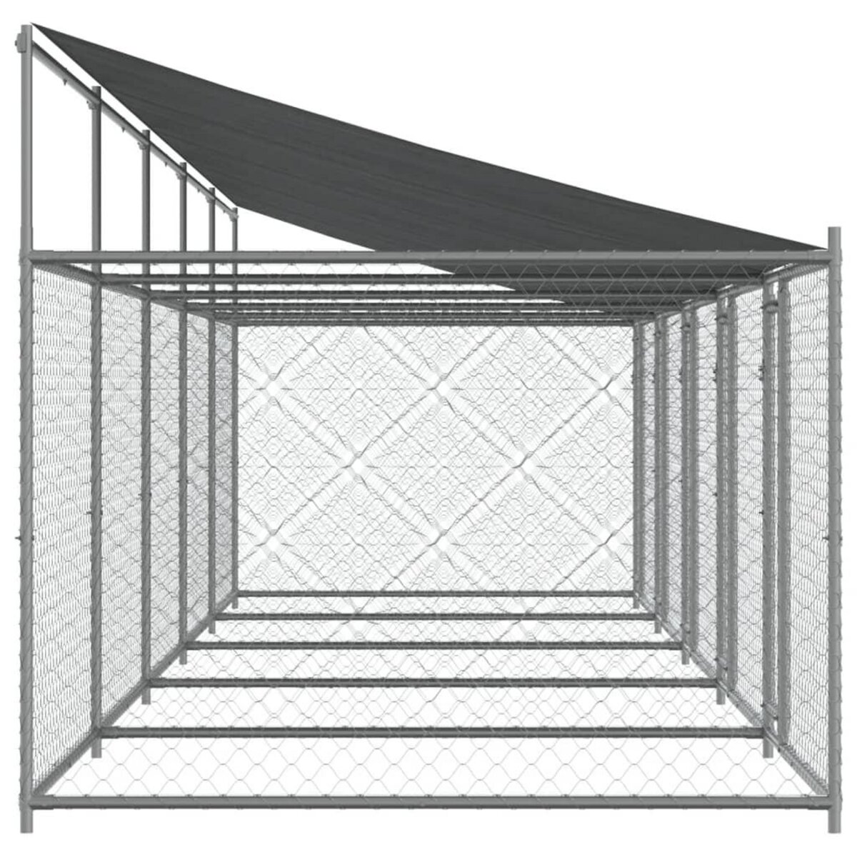 VIDAXL Cage pour chien avec toit/portes gris 10x2x2 m acier galvanise
