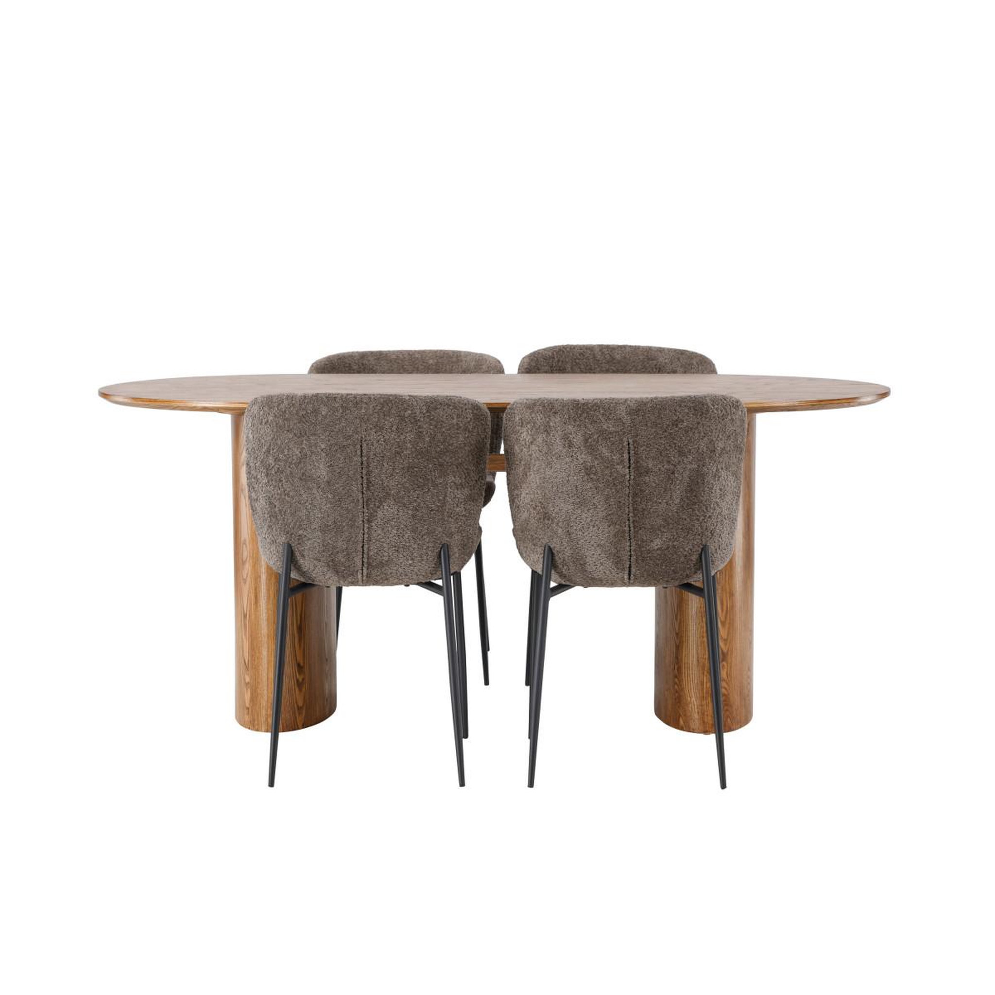 Voir la diapositive 2 : Paris Prix Ensemble table à manger & 4 chaises  isolde & modesto  180cm naturel & marron
