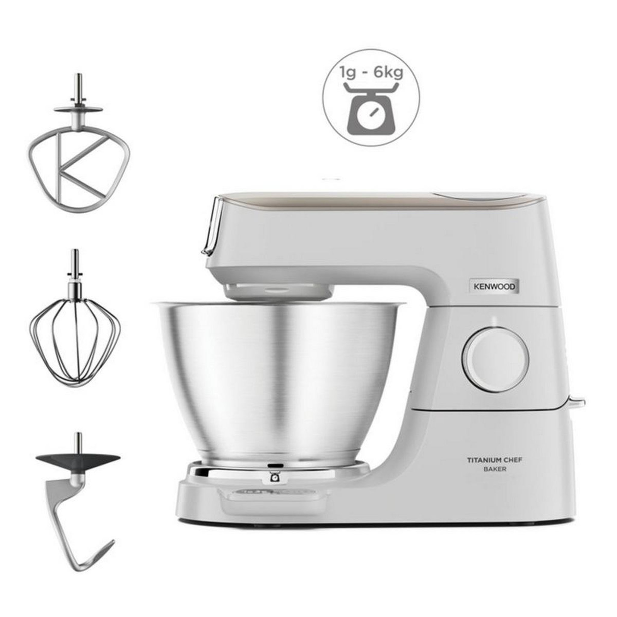 Voir la diapositive 2 : KENWOOD Robot pétrin 5l 1200w blanc - kvc65001wh