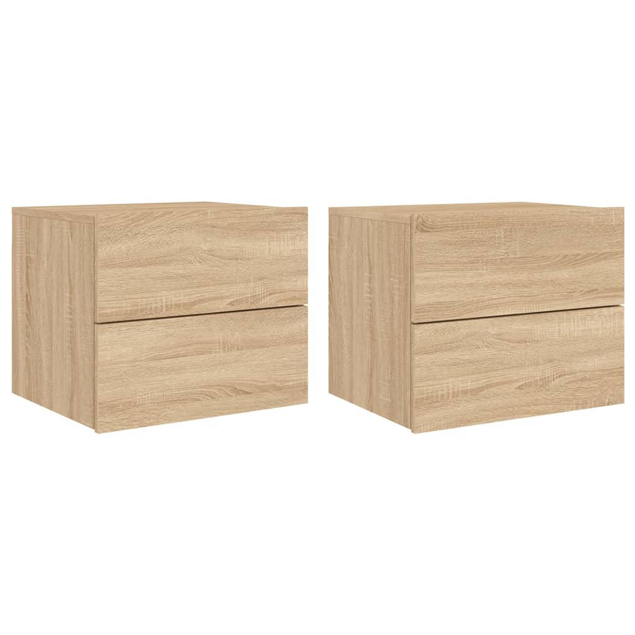 Voir la diapositive 2 : VIDAXL Tables de chevet murales avec lumieres LED 2 pcs chene sonoma