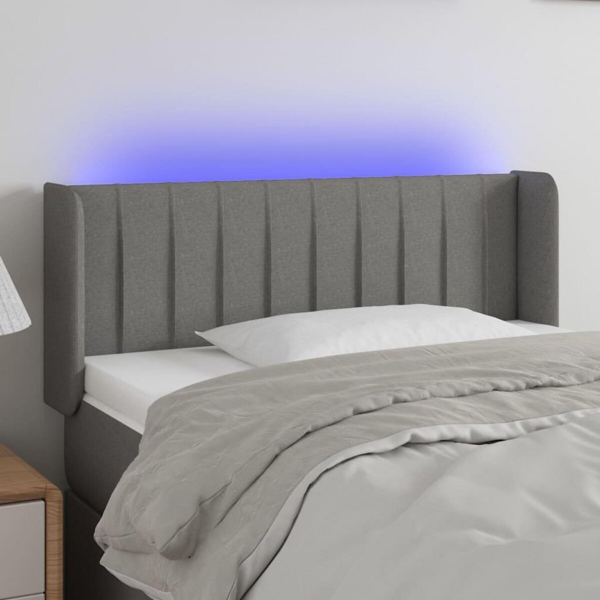 VIDAXL Tete de lit a LED Gris fonce 93x16x78/88 cm Tissu