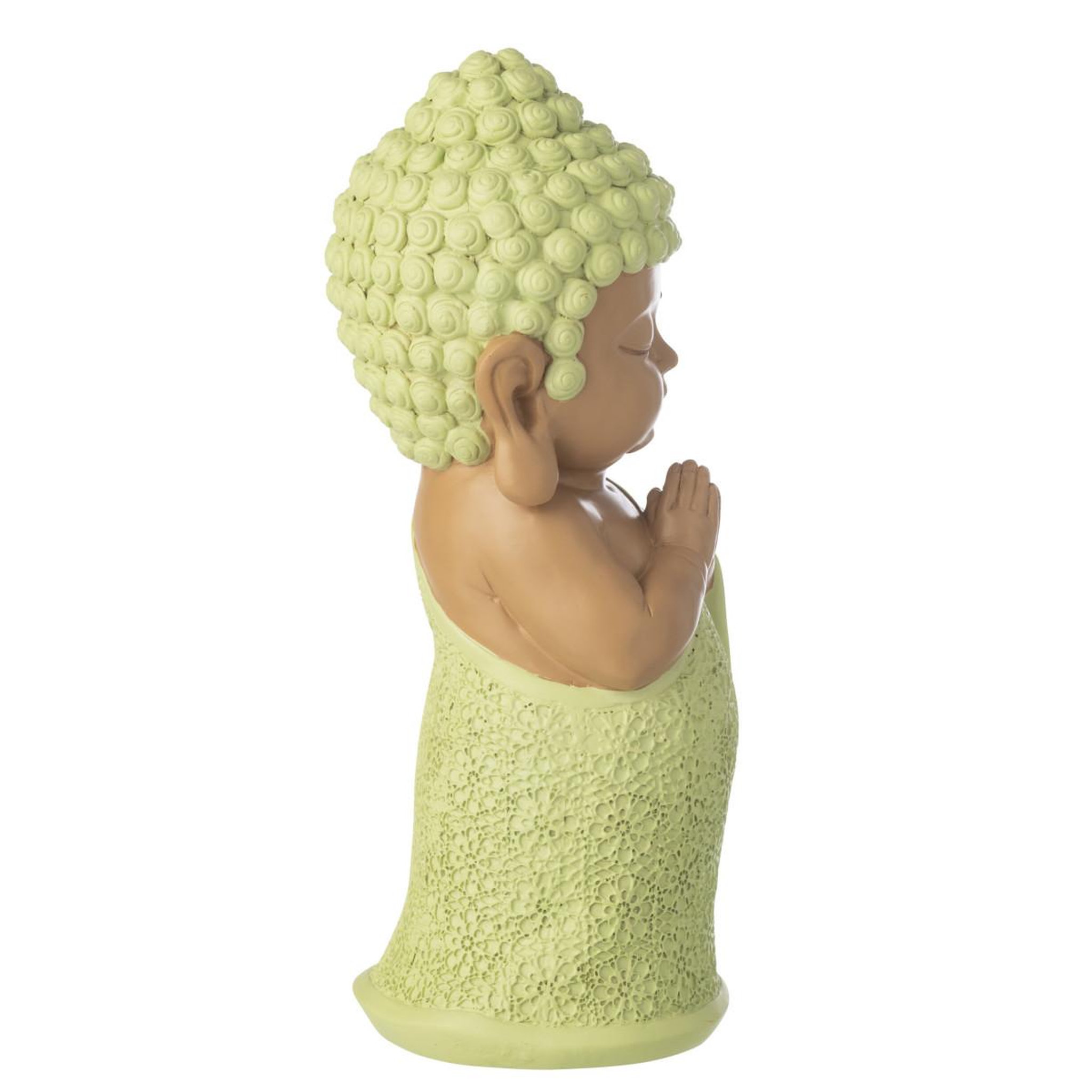 Voir la diapositive 2 : J-LINE Statuette déco moine priant  boudhi  32cm vert