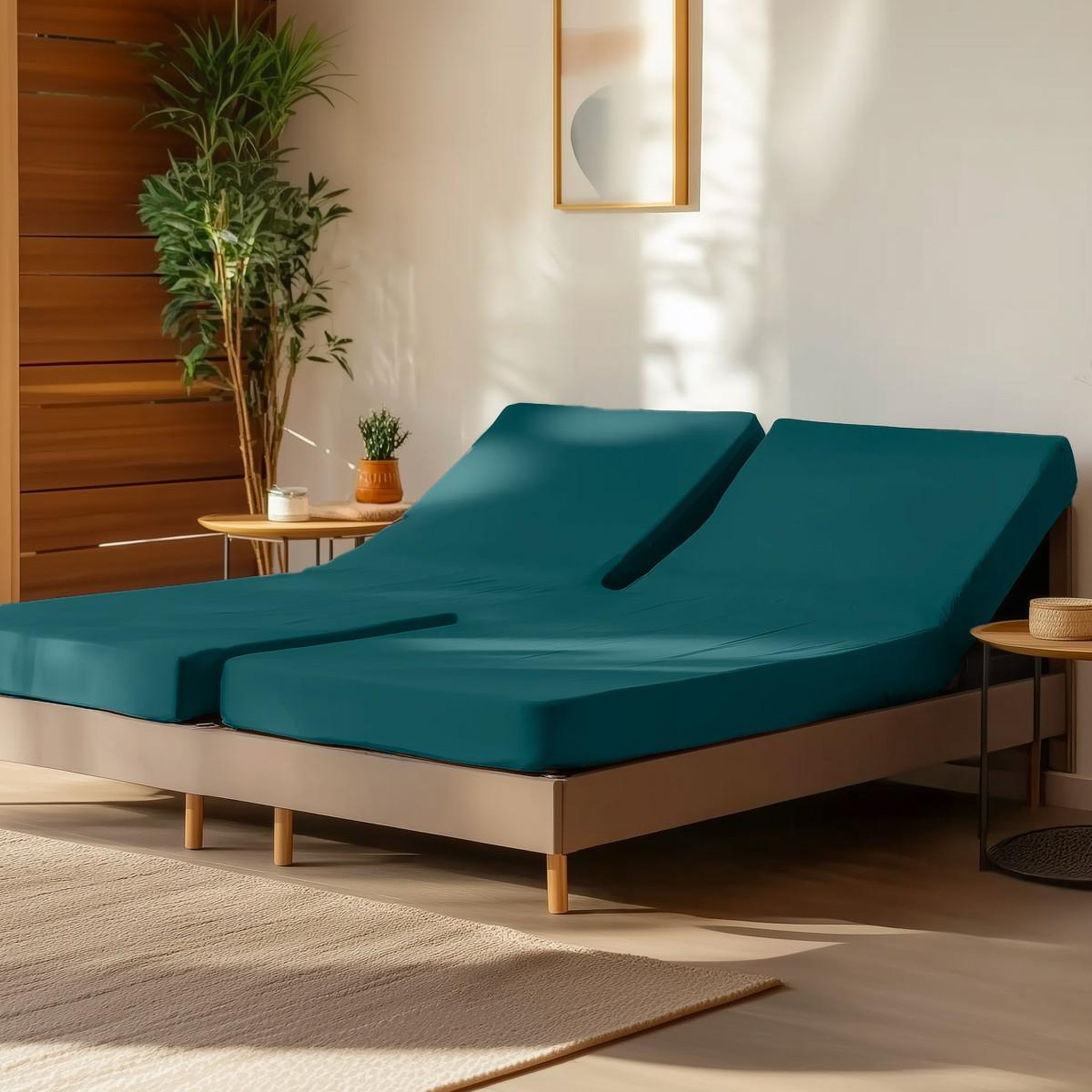 Voir la diapositive 1 : Sensei Maison Drap housse en percale de coton pour lit articulé SOFT PERCALE