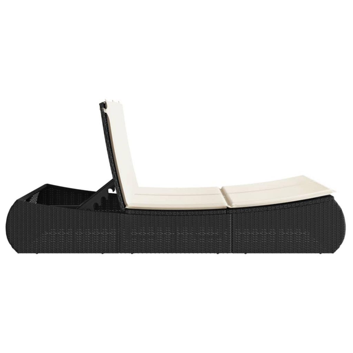 VIDAXL Chaise longue double avec coussins noir resine tressee