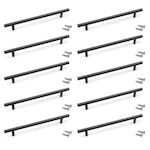 EMUCA SRL Lot de 10 poignées pour meubles Orlando -  L336mm -  entraxe 256mm -  Acier -  Peint en noir