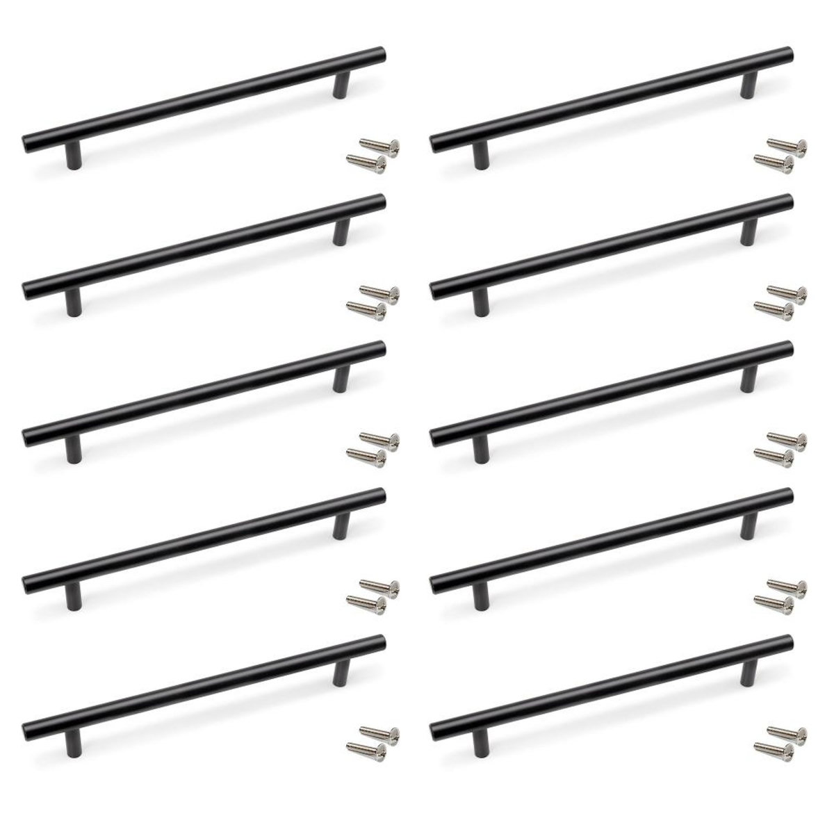 EMUCA SRL Lot de 10 poignées pour meubles Orlando -  L336mm -  entraxe 256mm -  Acier -  Peint en noir