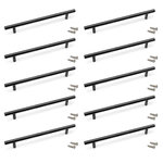 EMUCA SRL Lot de 10 poignées pour meubles Orlando -  L336mm -  entraxe 256mm -  Acier -  Peint en noir