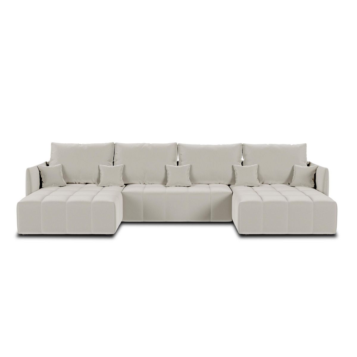 BEST MOBILIER Petra - canapé panoramique en u - 7 places - convertible - avec coffre - en velours