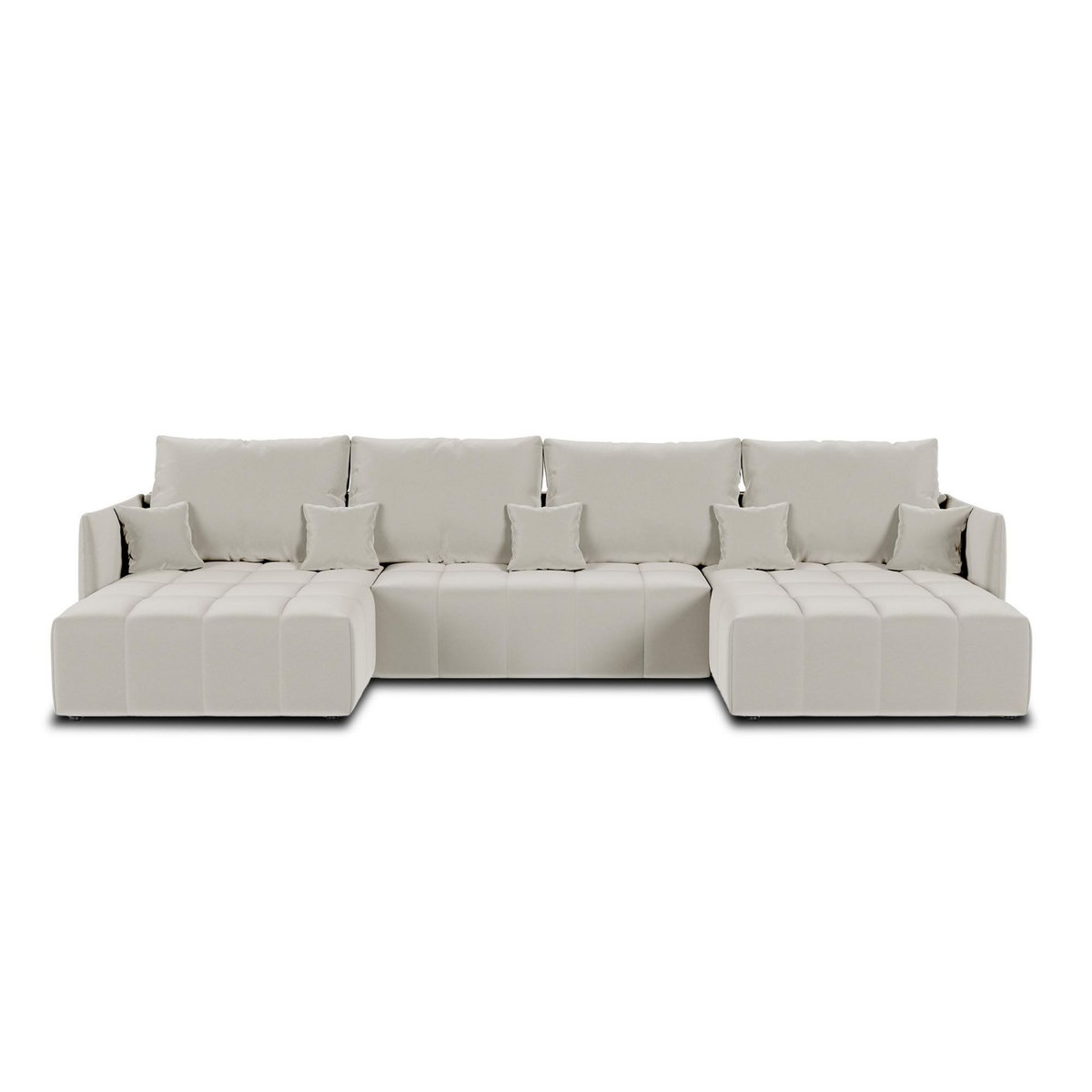 BEST MOBILIER Petra - canapé panoramique en u - 7 places - convertible - avec coffre - en velours