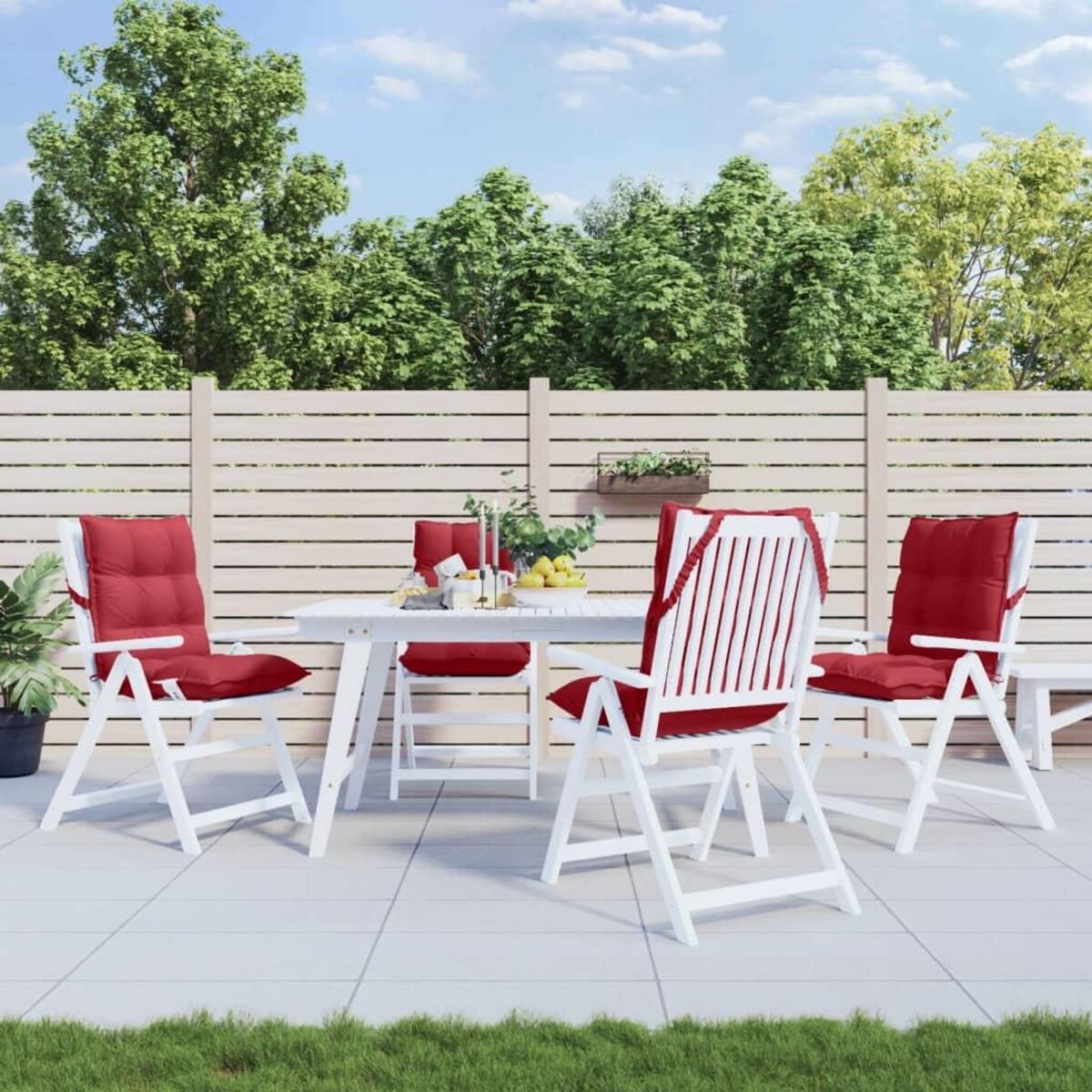 VIDAXL Coussins de chaise a dossier bas lot de 4 rouge bordeaux