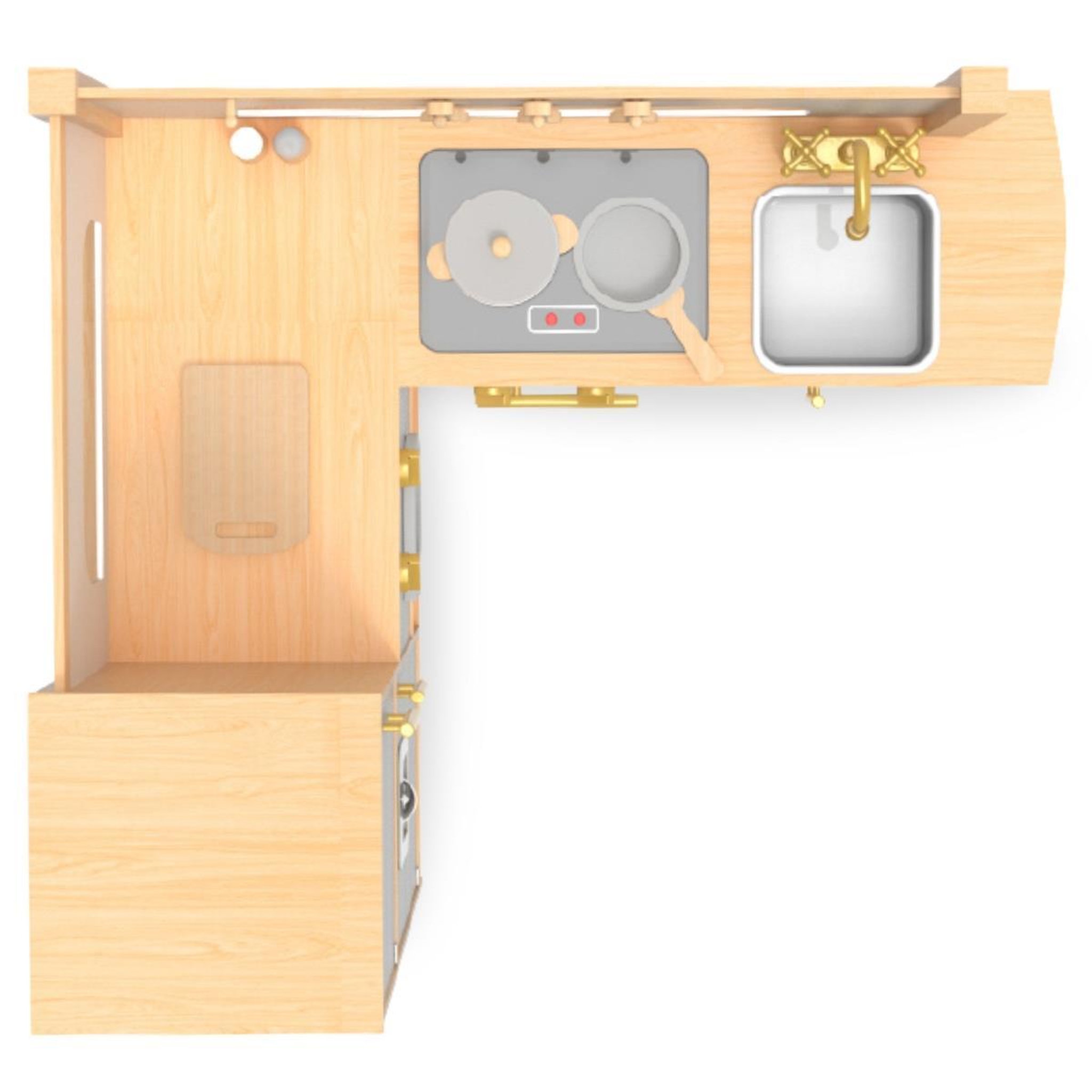 Voir la diapositive 4 : MAMABRUM Cuisine Enfant en Bois XXL Naturelle avec Réfrigérateur, Micro-ondes, Four et Accessoires, dès 3 Ans