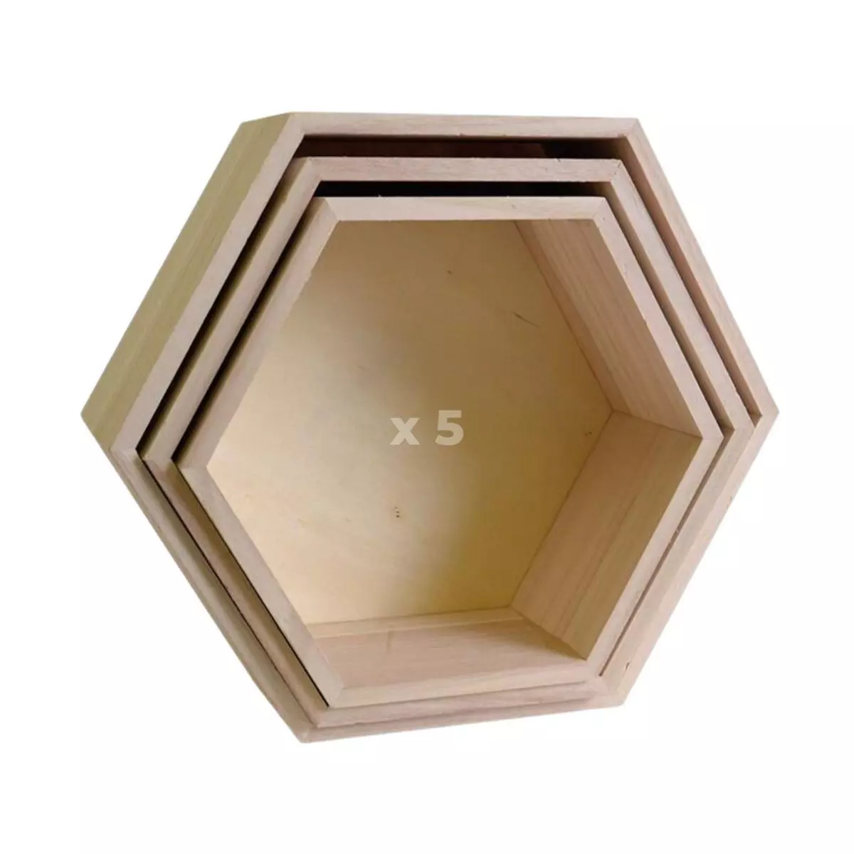 Artemio 5 blocs de 3 étagères hexagone en bois 24-30 cm