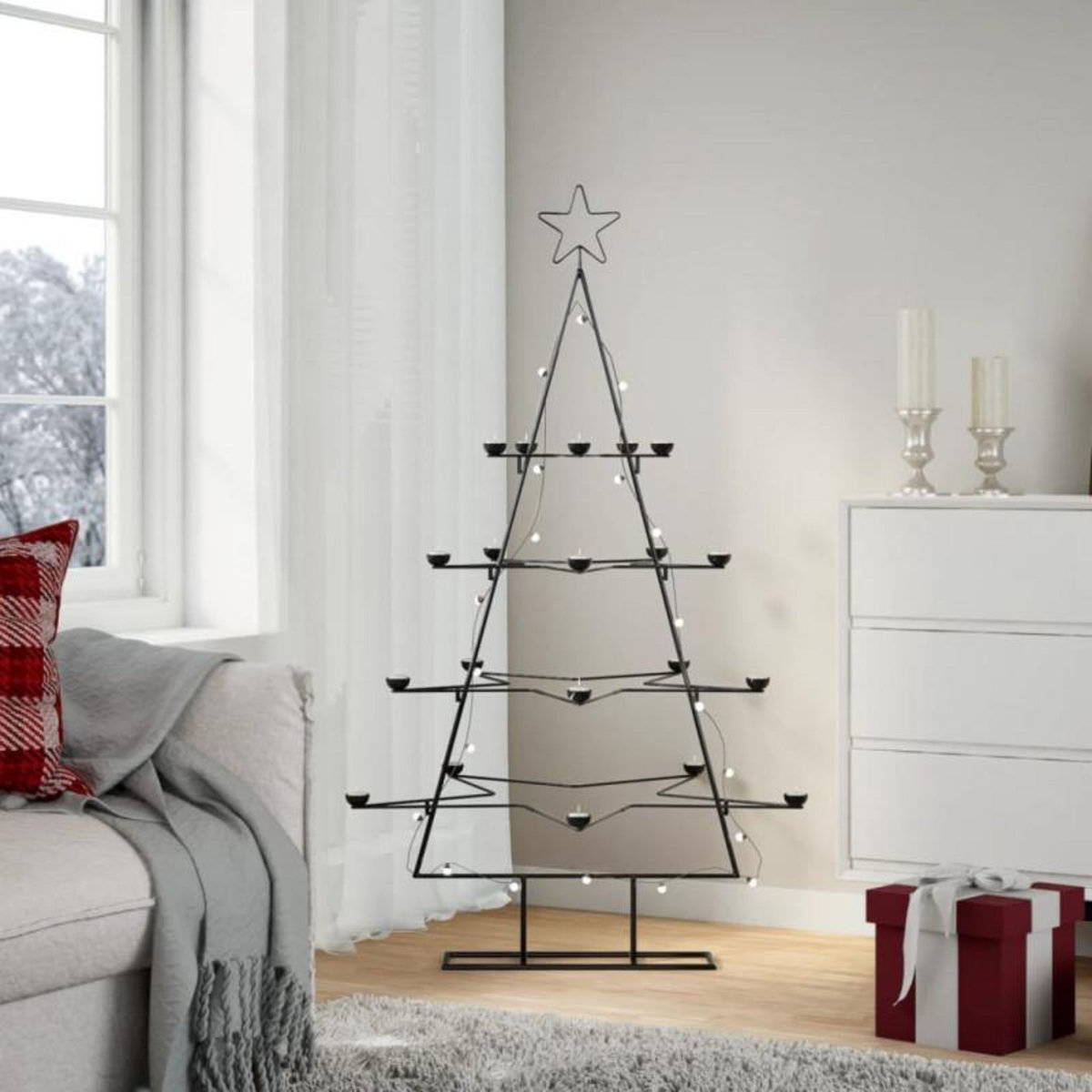 VIDAXL Arbre de Noël en métal pour décoration noir 140 cm