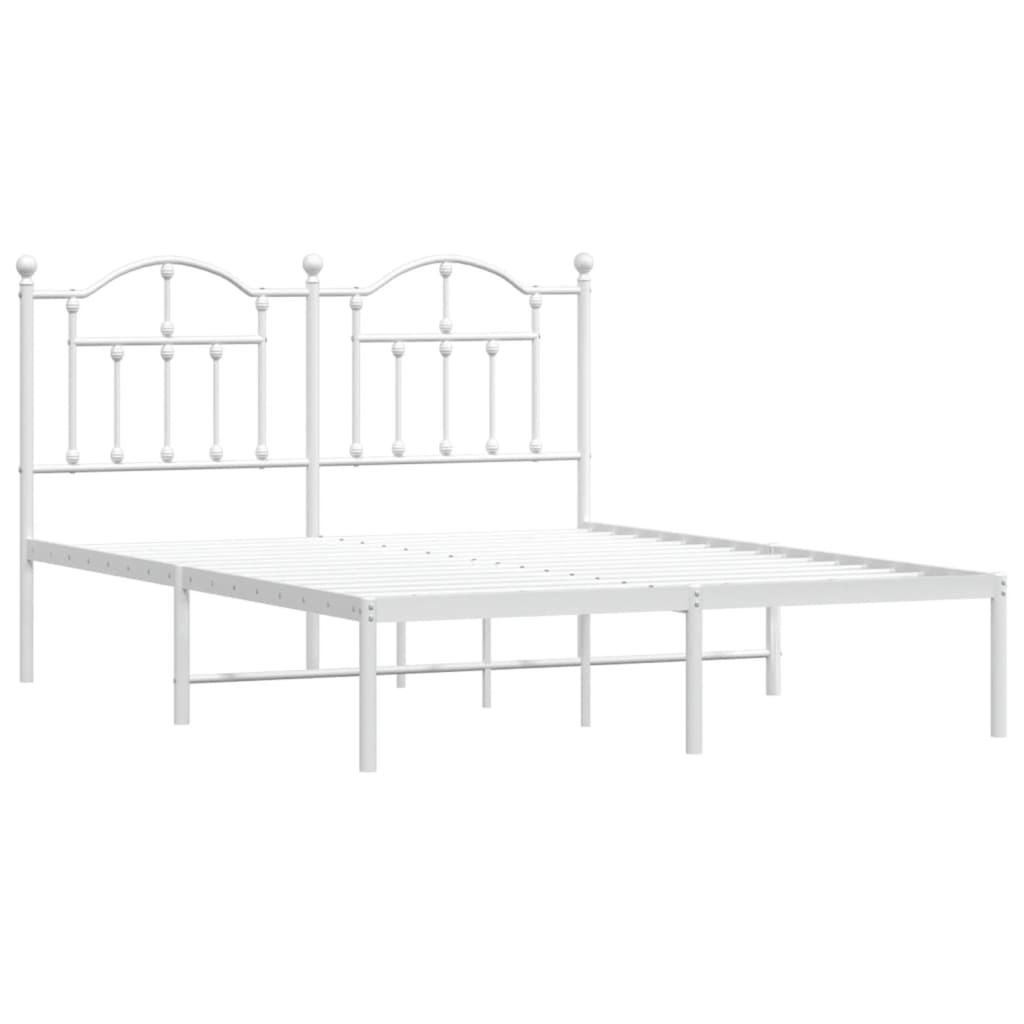 Voir la diapositive 3 : VIDAXL Cadre de lit metal sans matelas et tete de lit blanc 140x200 cm