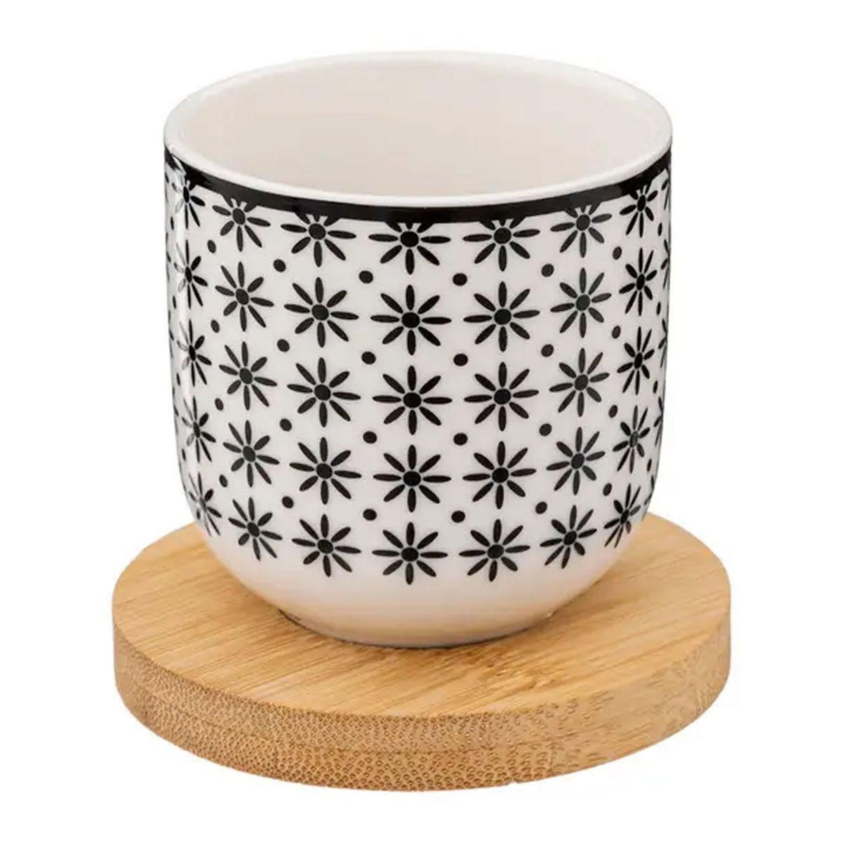 SECRET DE GOURMET Lot de 4 Tasses à Café  Bohemia  10cl Noir & Blanc