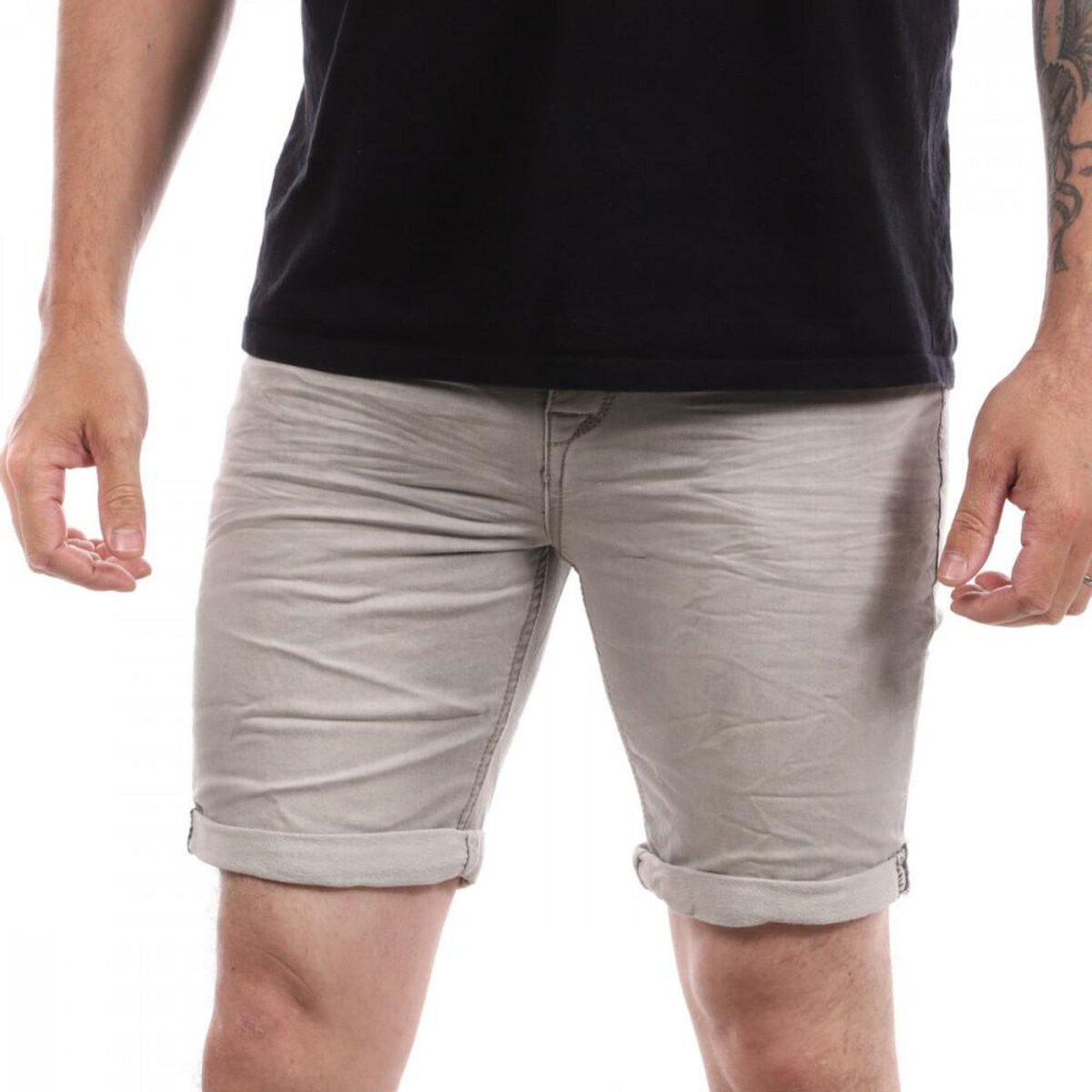 Short en best sale jean gris homme