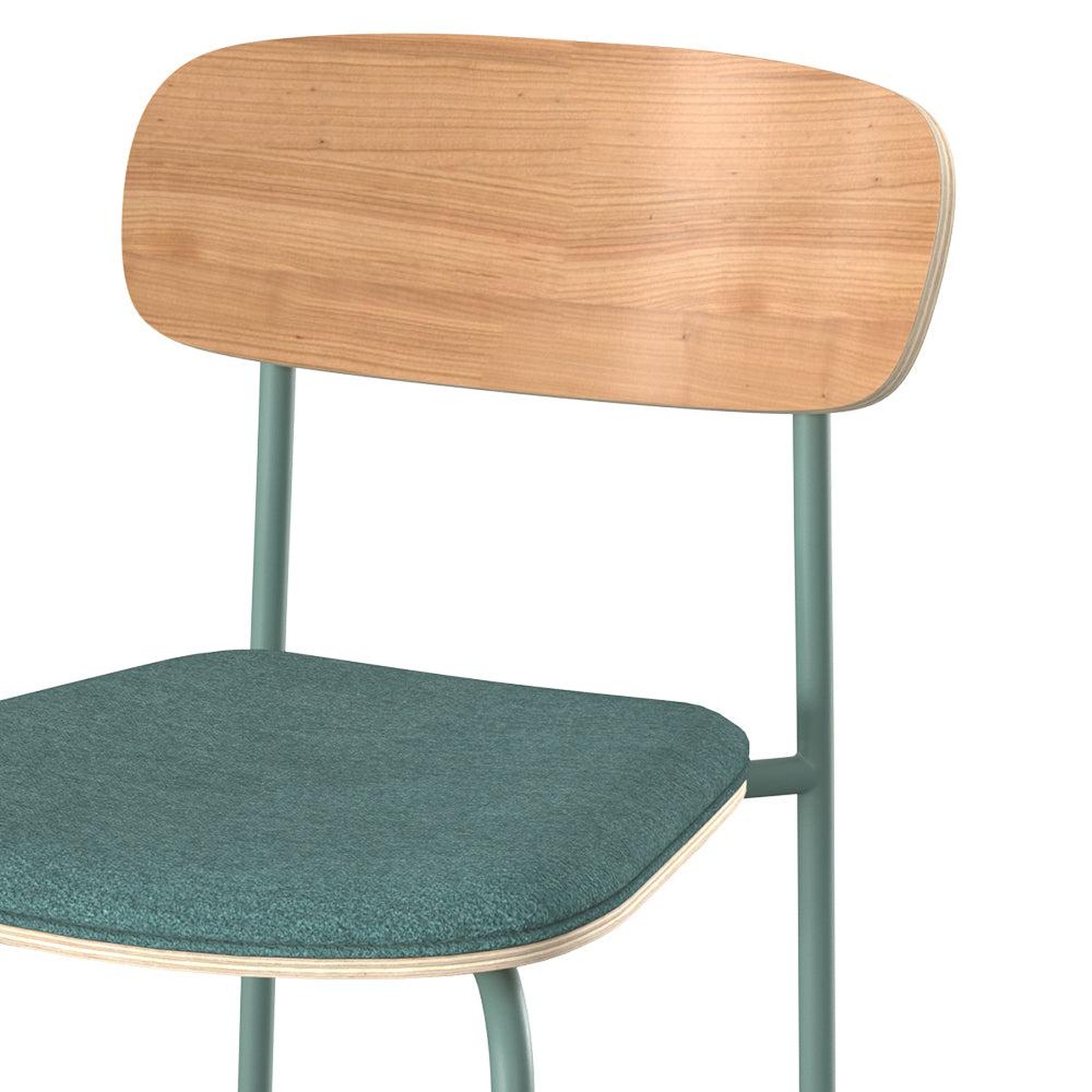 Voir la diapositive 5 : MAISON PAVANE Lot de 2 chaises en bois clair et tissu bleu canard-alba