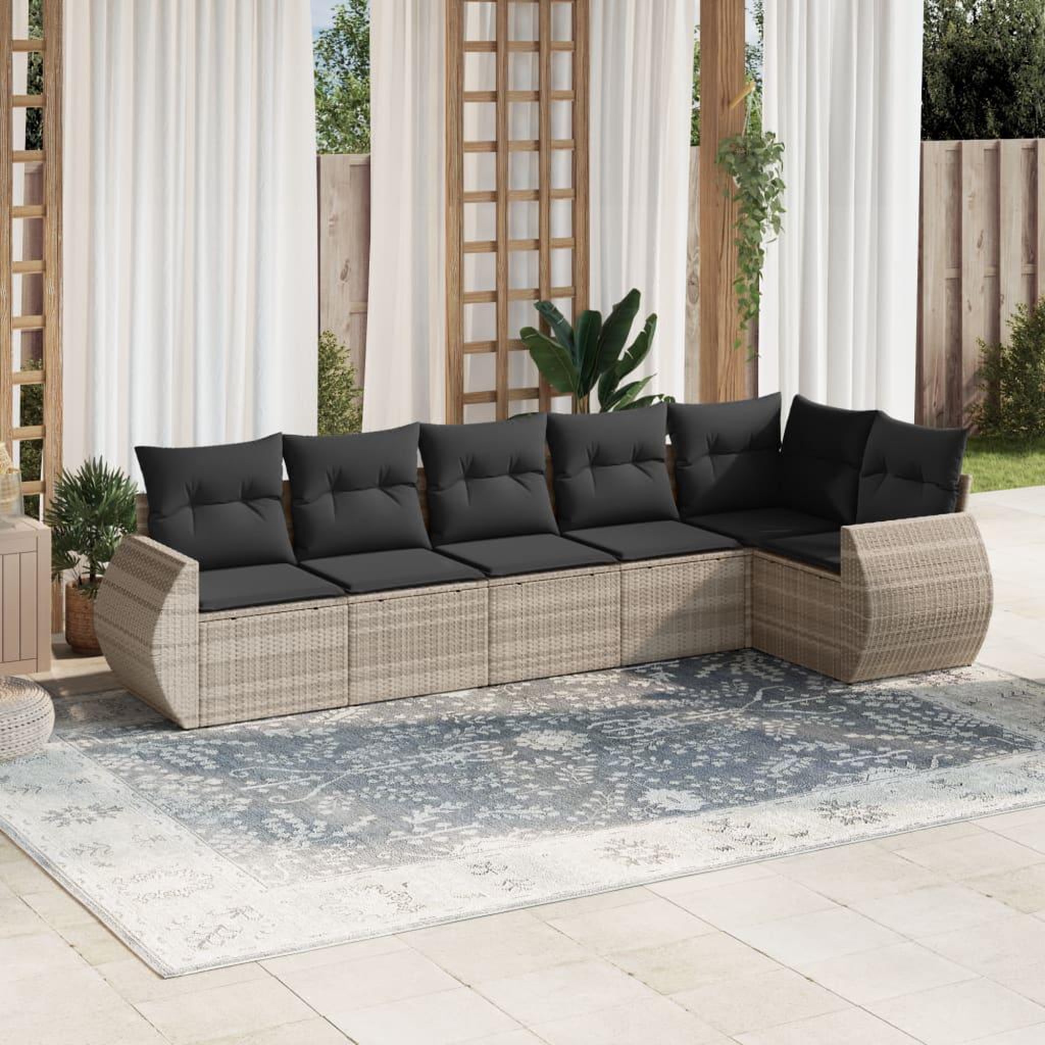 VIDAXL Salon de jardin 6 pcs avec coussins gris clair resine tressee