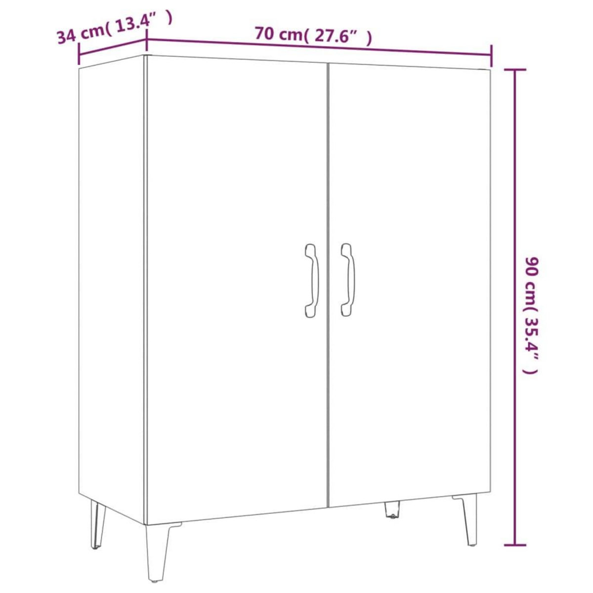 VIDAXL Buffet Gris beton 70x34x90 cm Bois d'ingenierie