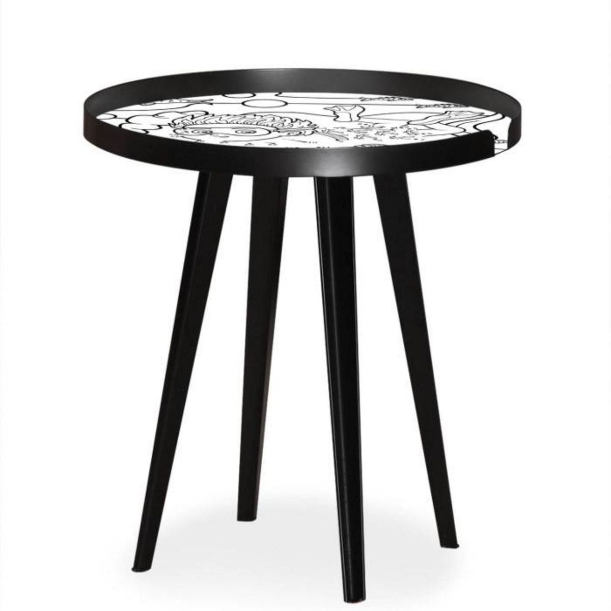 Paris Prix Table d'Appoint à Rebord 3 Covers  Kid  45cm Noir