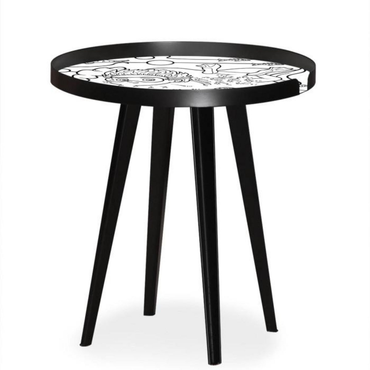 Paris Prix Table d'Appoint à Rebord 3 Covers  Kid  45cm Noir