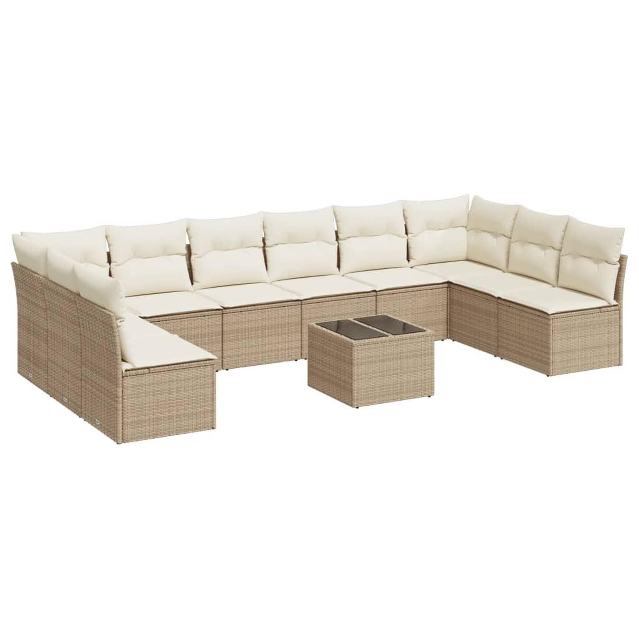 Voir la diapositive 2 : VIDAXL Salon de jardin 11 pcs avec coussins beige resine tressee