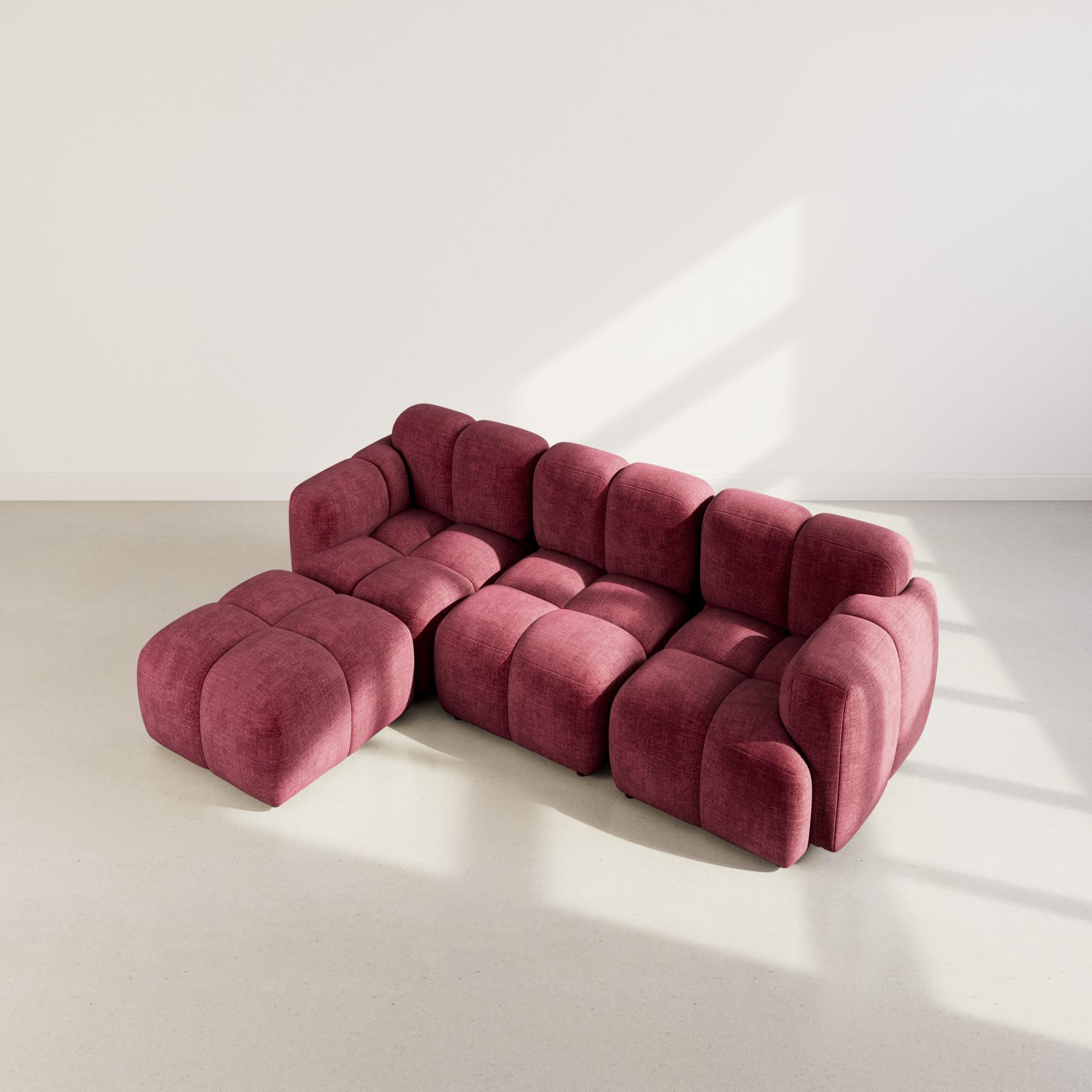 Voir la diapositive 3 : BEST MOBILIER Grace - canapé modulable d'angle réversible 4 places en velours texturé