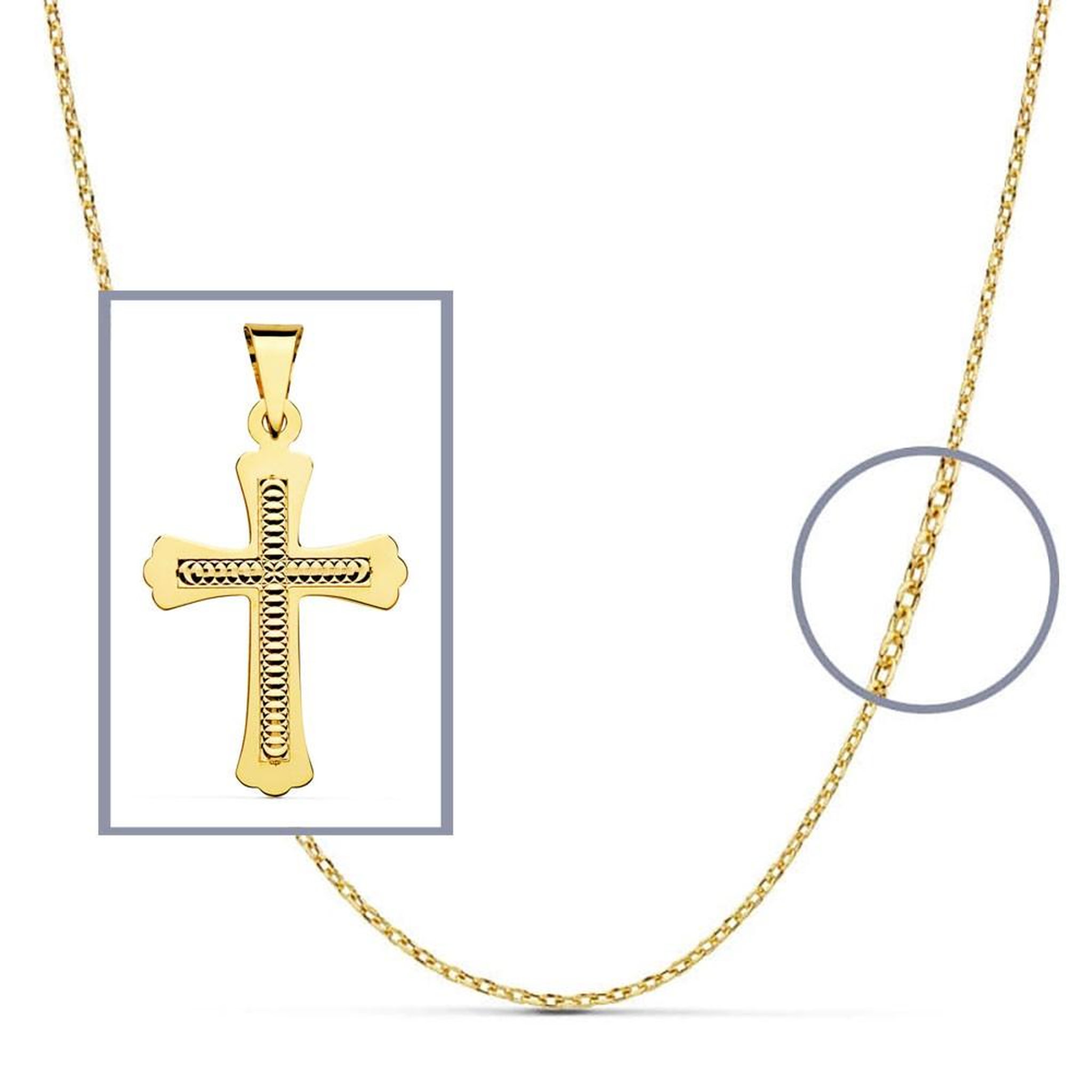 Voir la diapositive 2 : L'ATELIER D'AZUR Pendentif  - Médaille Croix Or 18 Carats 750 Jaune - Chaine Offerte