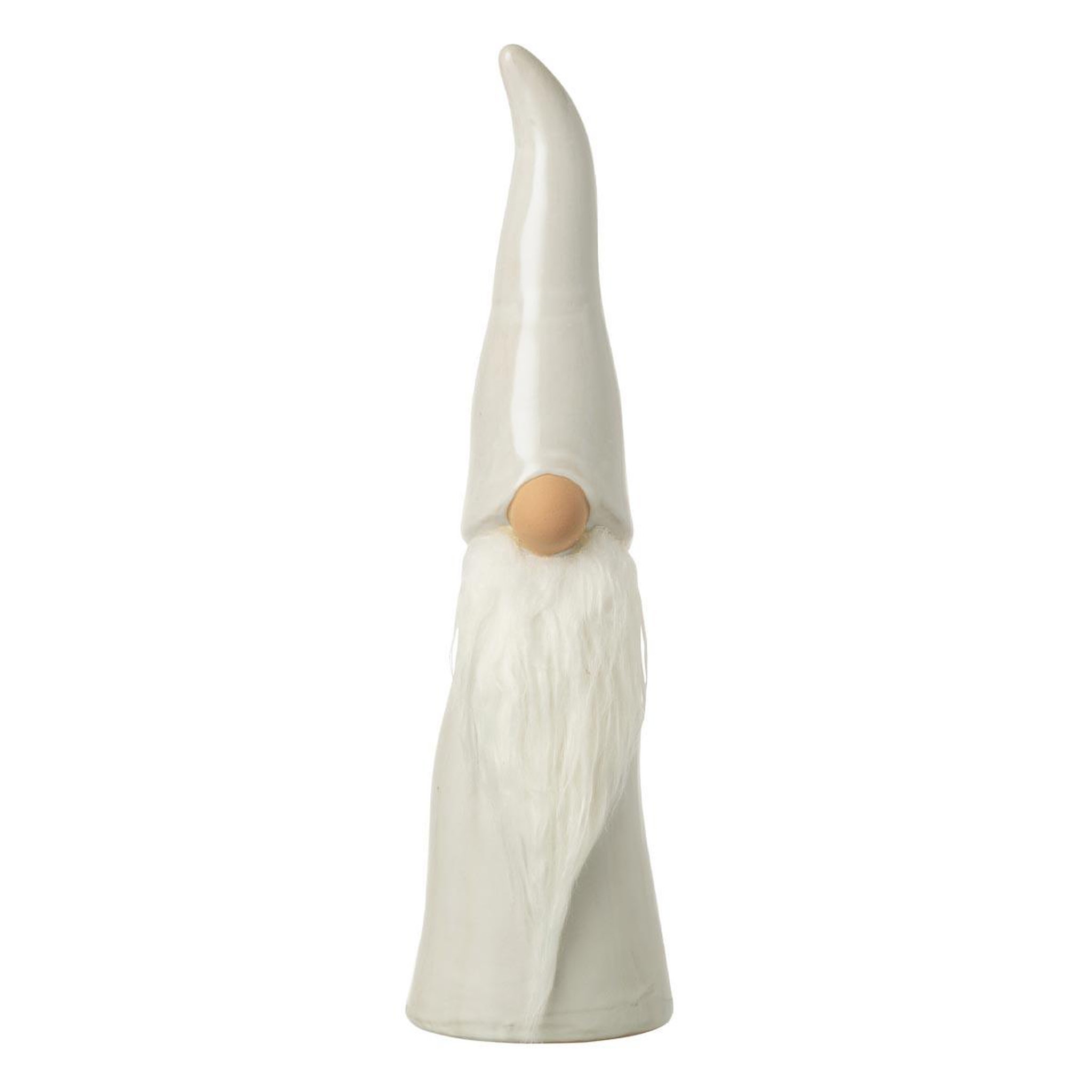J-LINE Statuette lutin  chapeau pointu  40cm gris clair