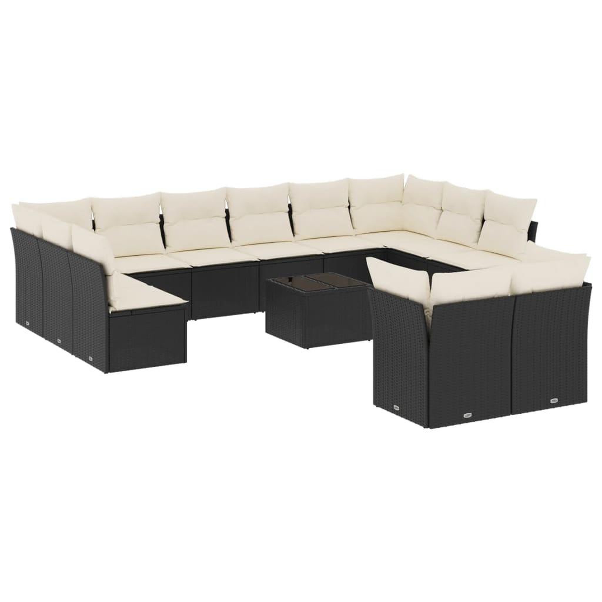 Voir la diapositive 2 : VIDAXL Salon de jardin avec coussins 13 pcs noir resine tressee