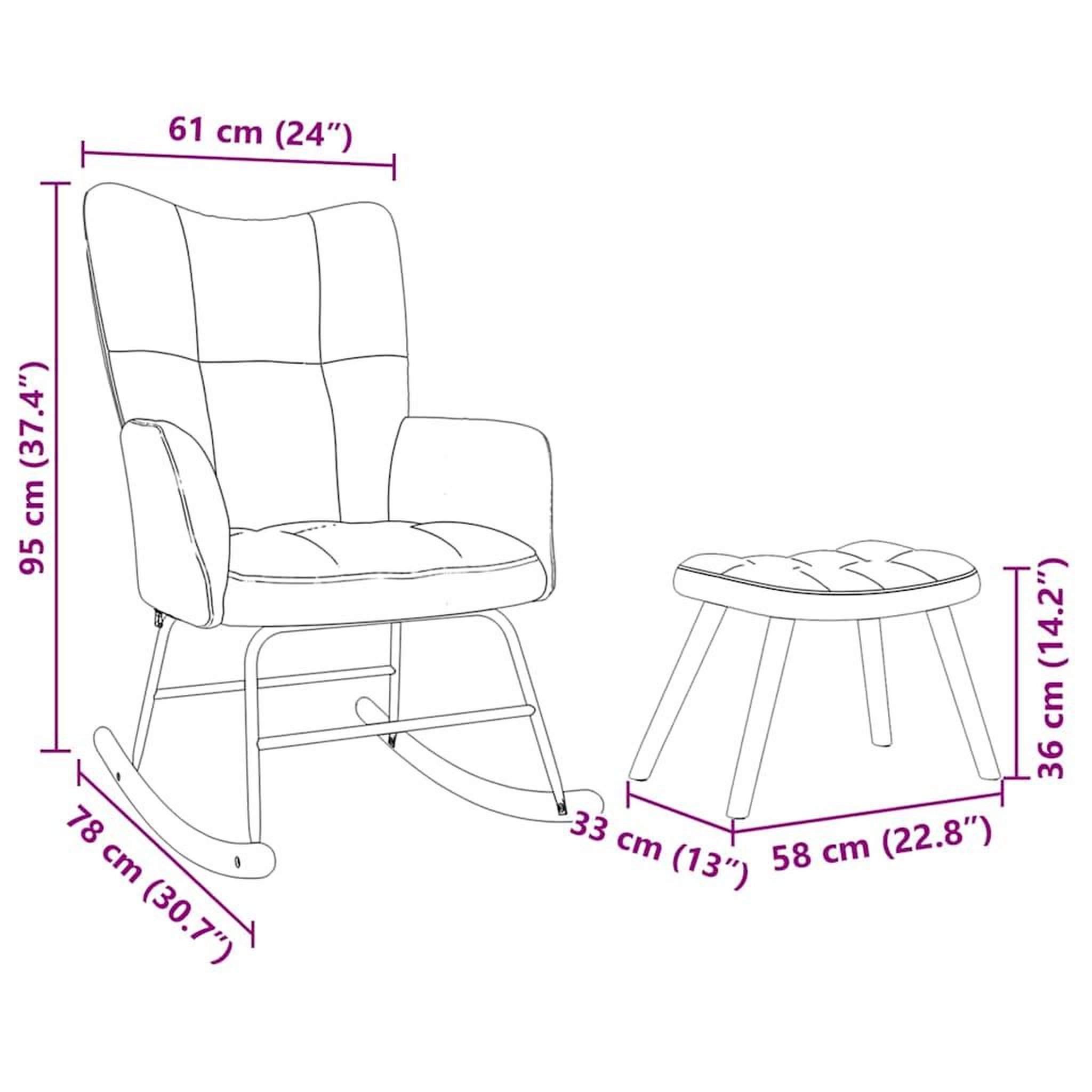 Voir la diapositive 6 : VIDAXL Chaise a bascule avec repose-pied Gris clair Tissu