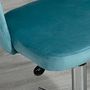 Voir la diapositive 5 : VINSETTO Chaise de bureau design contemporain dossier ergonomique ajouré strié hauteur réglable pivotante 360° piètement chromé velours bleu canard