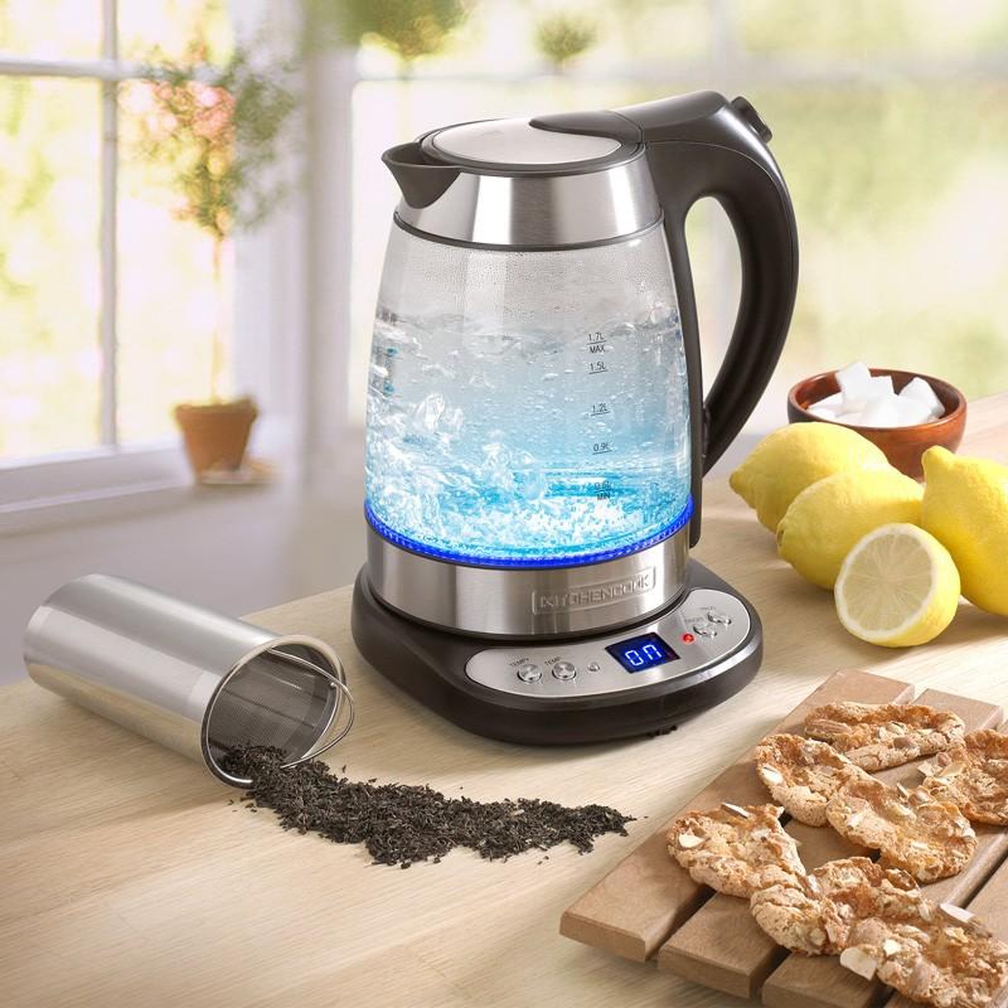 Voir la diapositive 3 : KITCHENCOOK Bouilloire Avec Température Réglable Et Panier à Thé Teatime Kitchencook