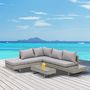 Voir la diapositive 2 : OUTSUNNY Ensemble salon de jardin d'angle 5 places design contemporain coussins déhoussables table basse acier époxy résine tressée grise