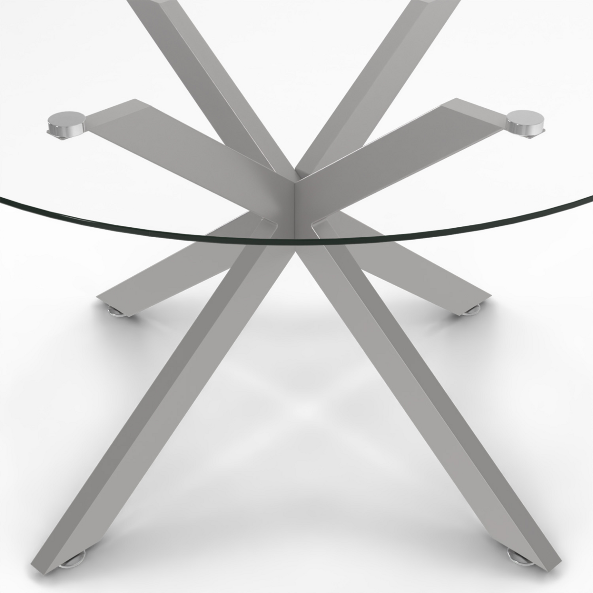 ID MARKET Table basse ronde ALIX pied araignée 70 cm plateau verre pied acier effet chromé