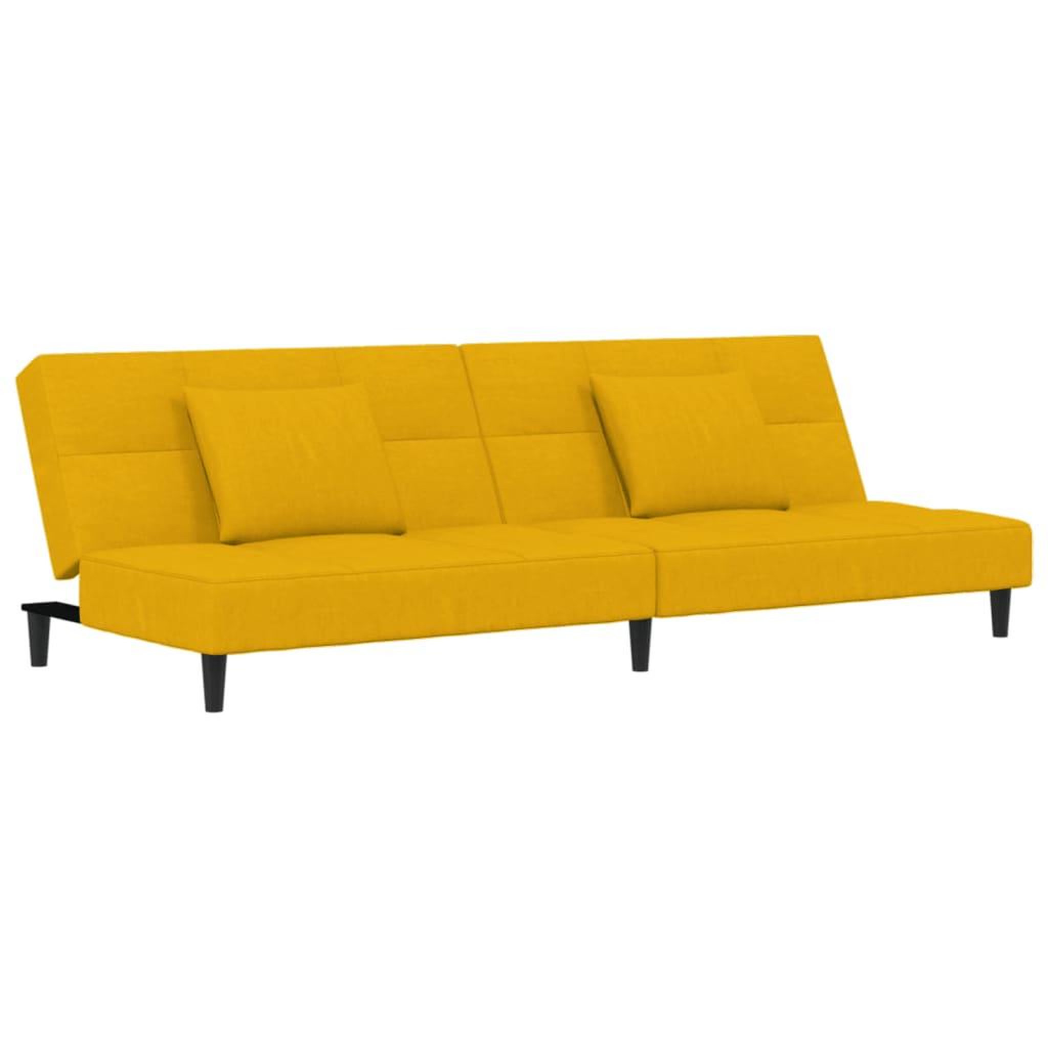Voir la diapositive 2 : VIDAXL Canape-lit a 2 places avec deux oreillers Jaune Velours