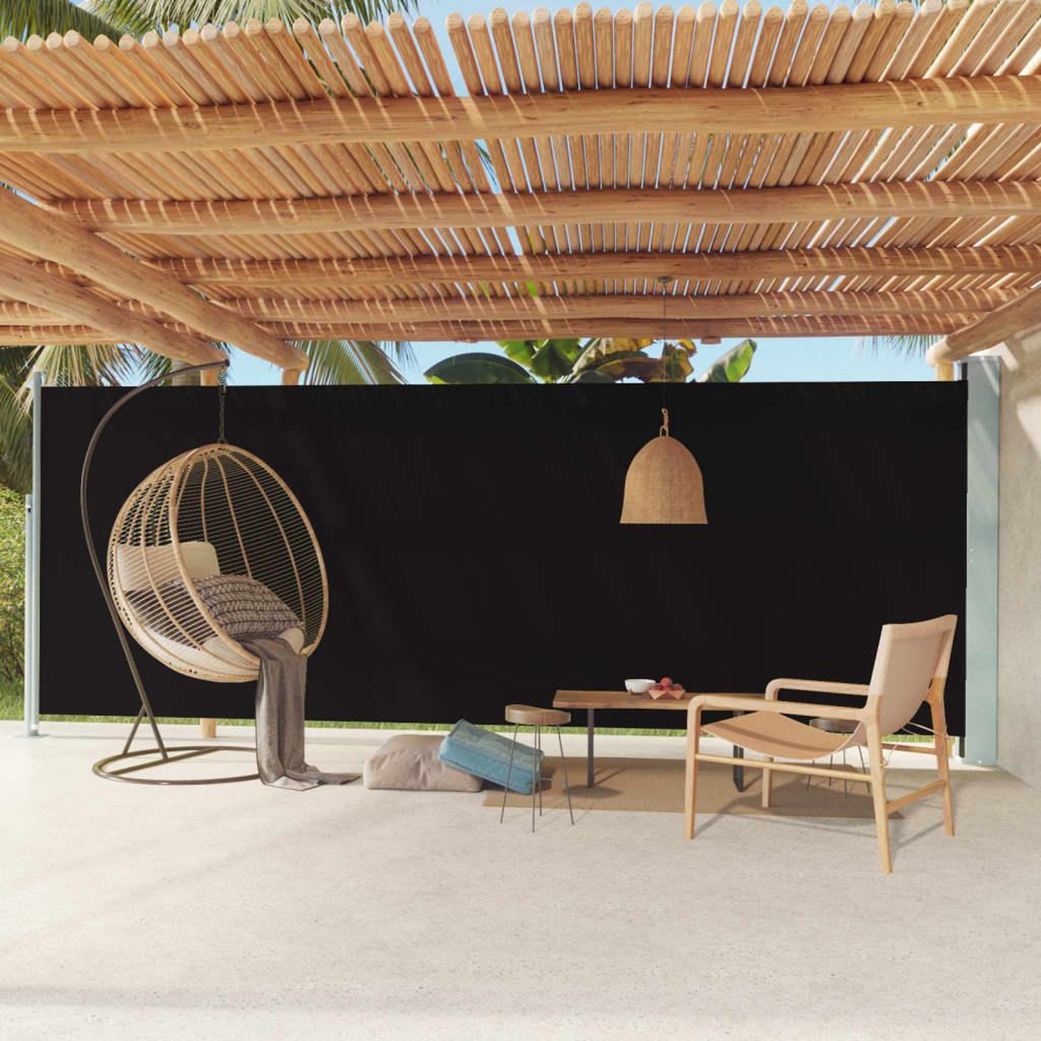 Voir la diapositive 1 : VIDAXL Auvent lateral retractable de patio 200x600 cm Noir