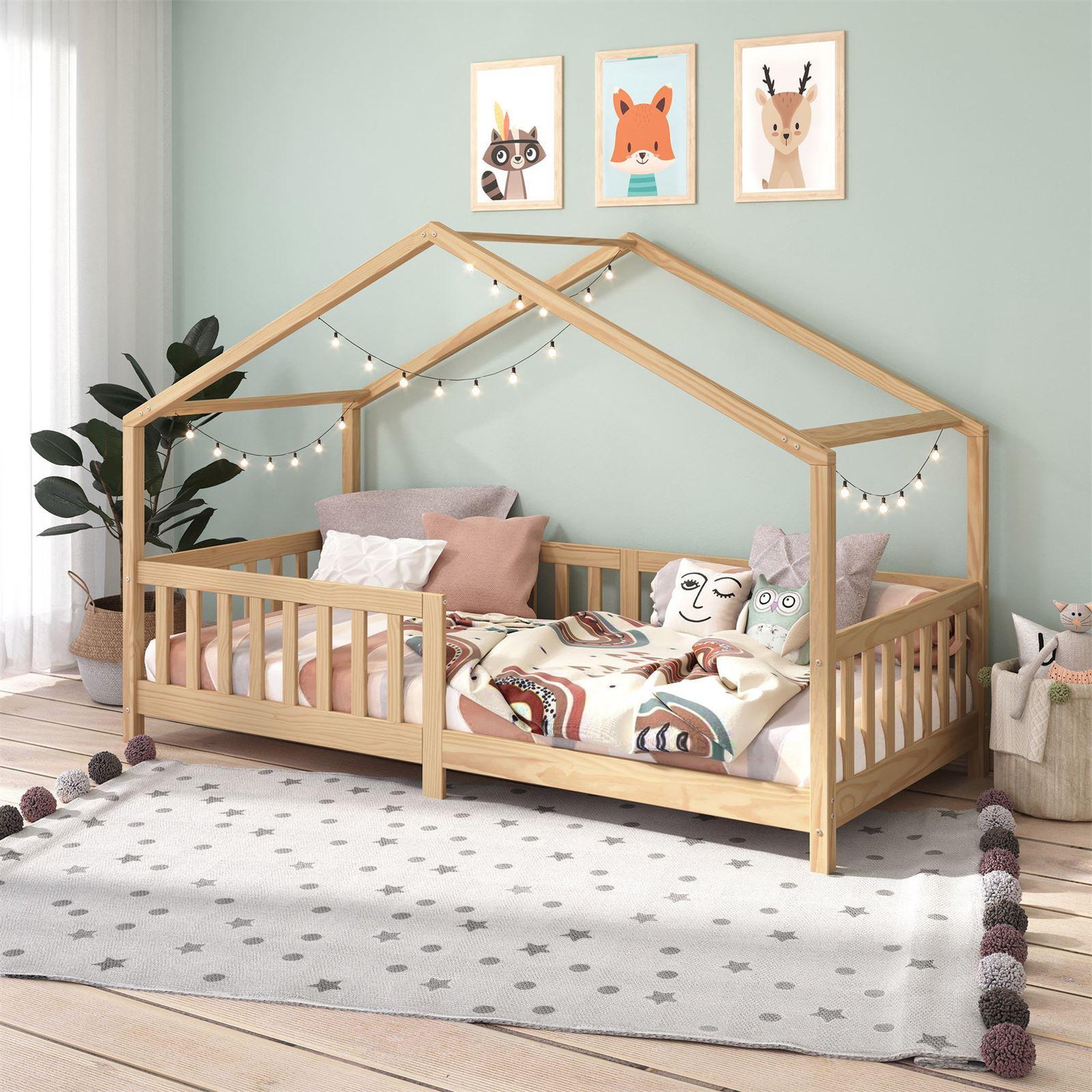 Voir la diapositive 2 : IDIMEX Lit cabane lisan 90 x 200 cm, en pin massif
