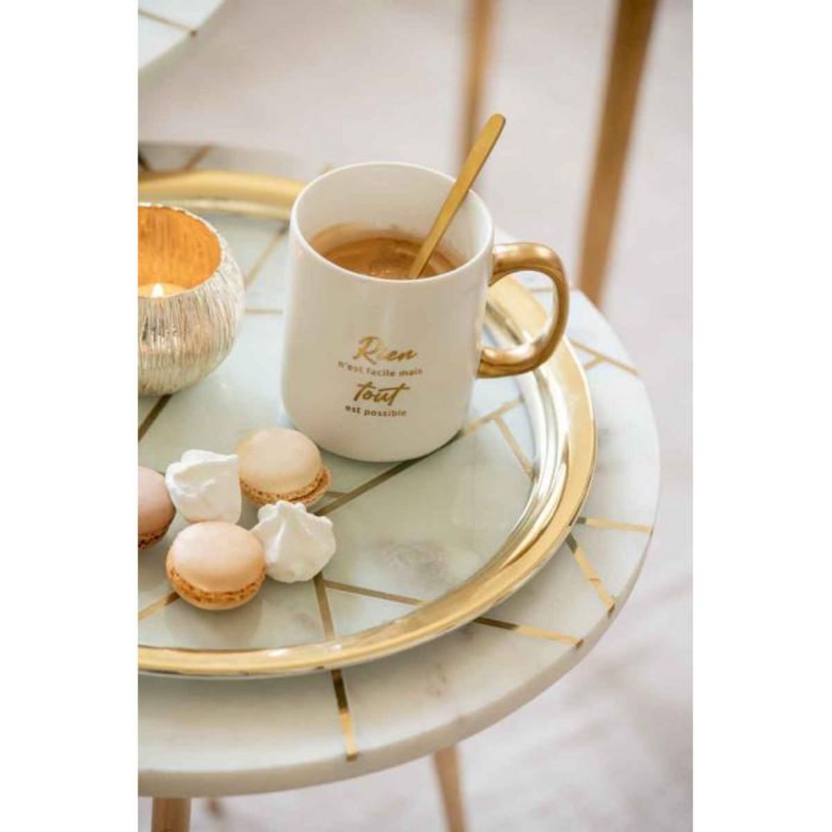 Paris Prix Plateau Déco  Marina  32cm Or & Transparent