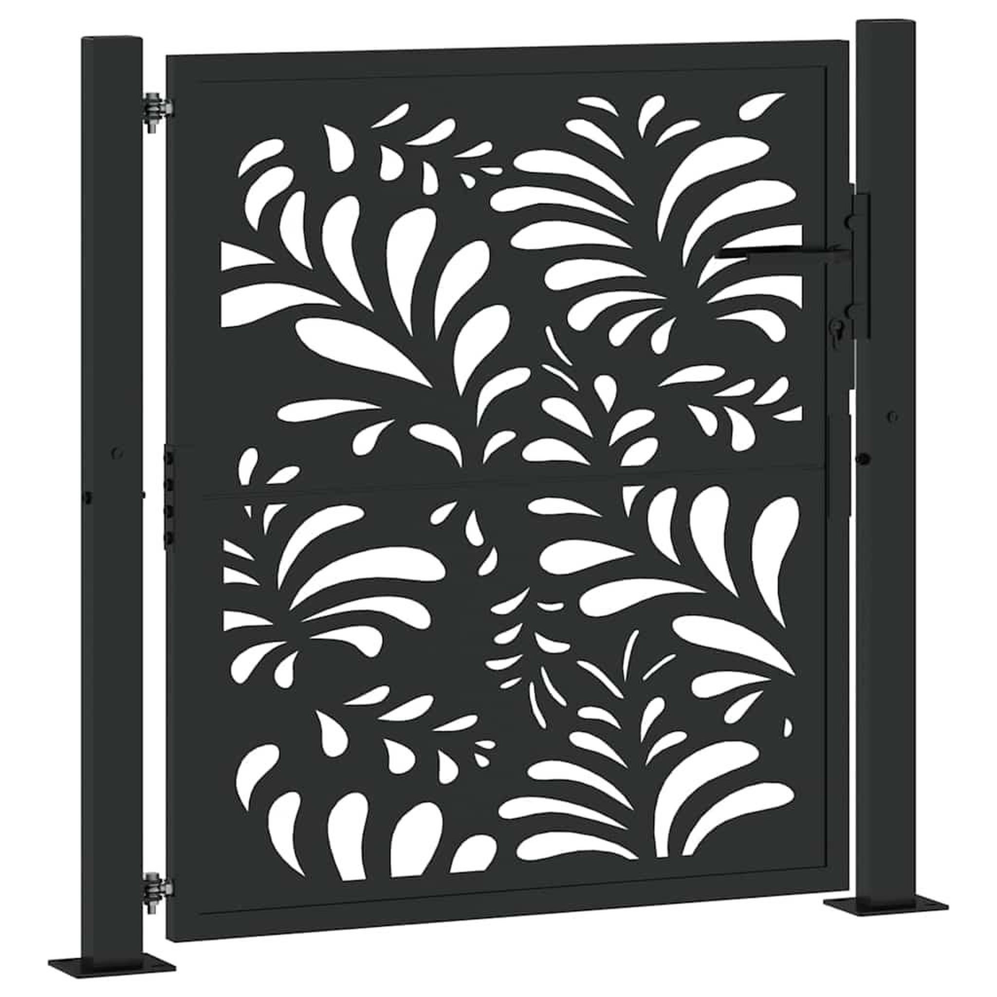Voir la diapositive 2 : VIDAXL Portail de jardin noir 105x106 cm acier conception de vagues