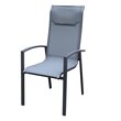 GARDENSTAR Fauteuil de jardin aluminium textilène gris TOUQUET