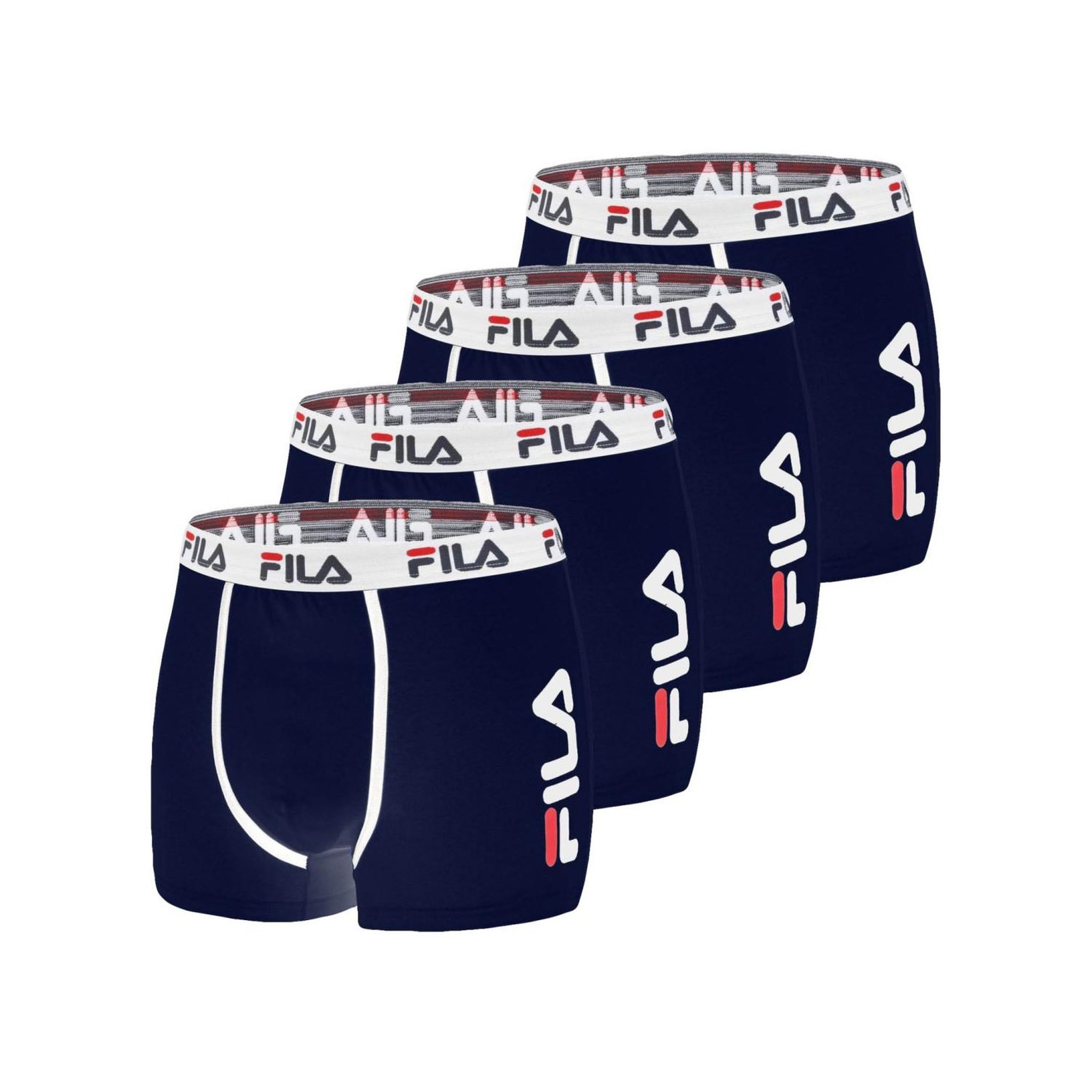Voir la diapositive 1 : FILA Lot de 4 Boxers Homme FILA 5040 coton couleur Navy