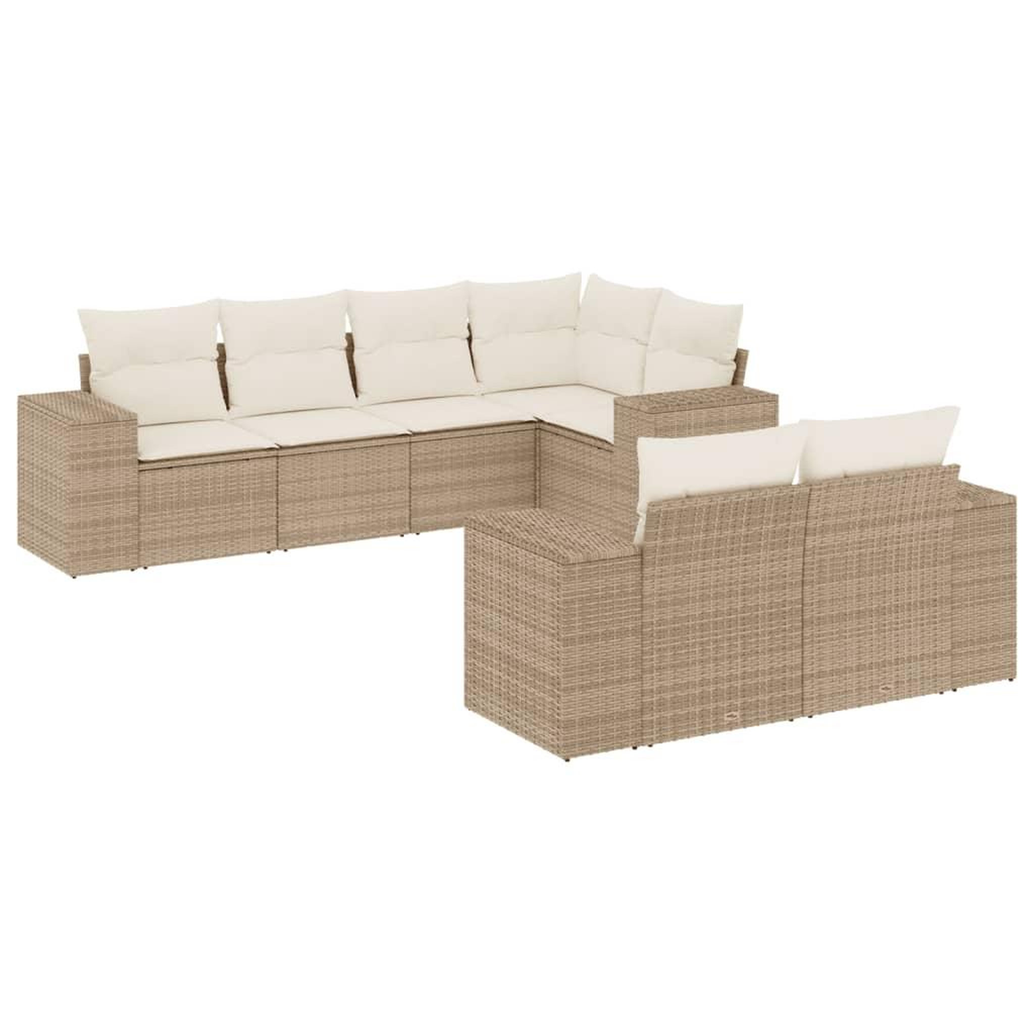 Voir la diapositive 2 : VIDAXL Salon de jardin avec coussins 7 pcs beige resine tressee