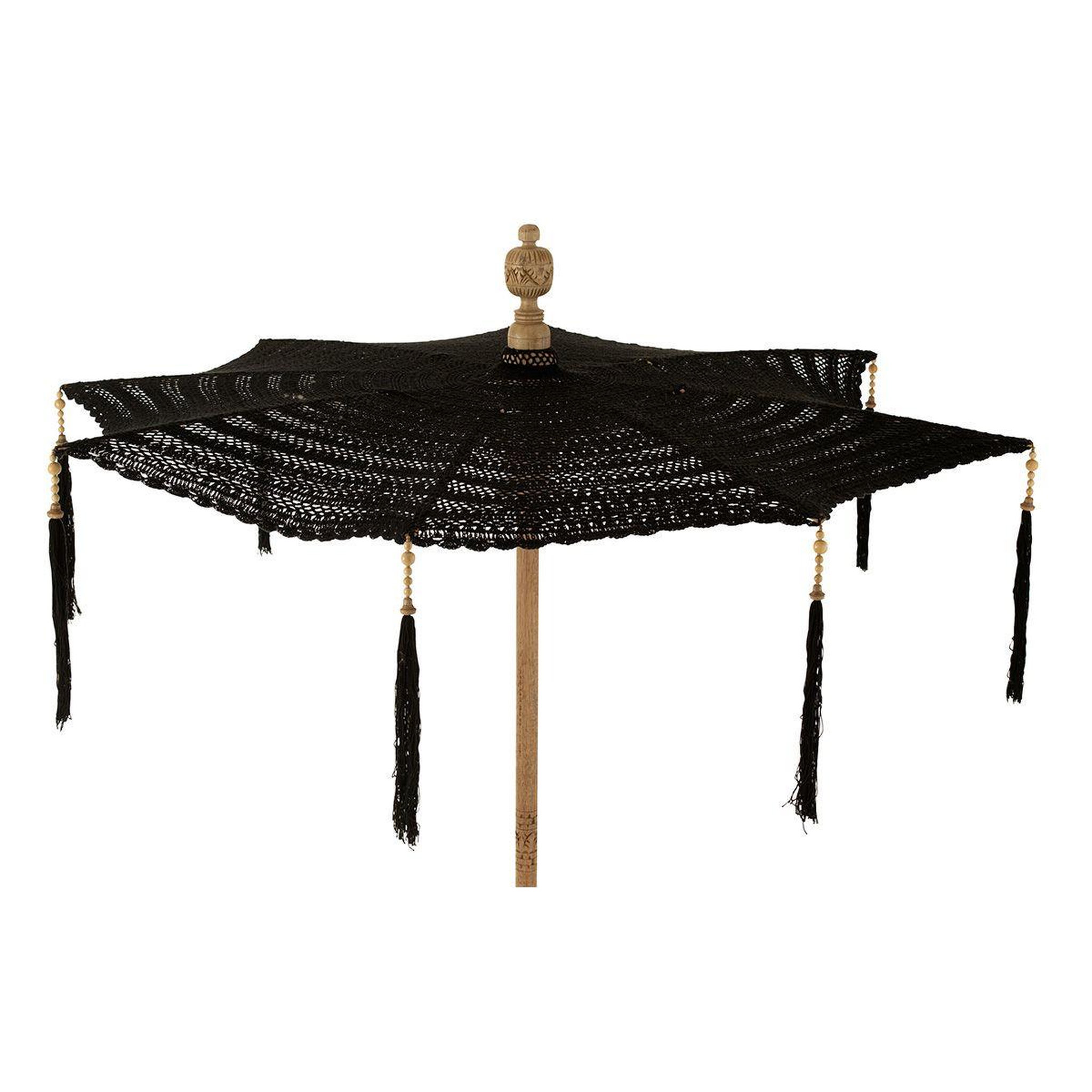 Voir la diapositive 3 : J-LINE Parasol avec pompons  clark  253cm noir