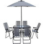 Voir la diapositive 1 : Habitat et Jardin Salon de jardin repas avec parasol en métal  Convivia  - 6 places - Gris clair