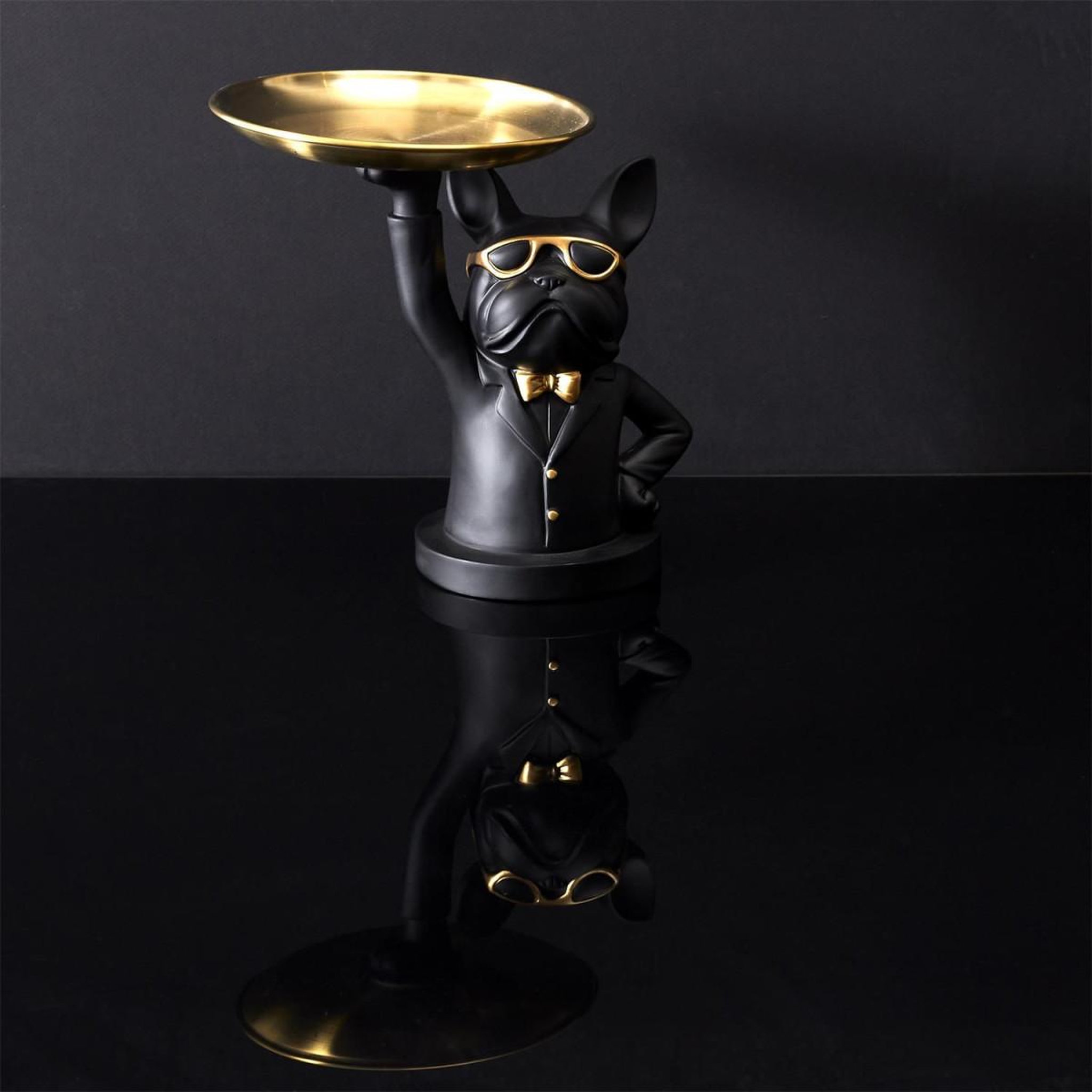 Voir la diapositive 4 : The Home Deco Factory Statuette & vide-poche  bulldog ii  21cm noir